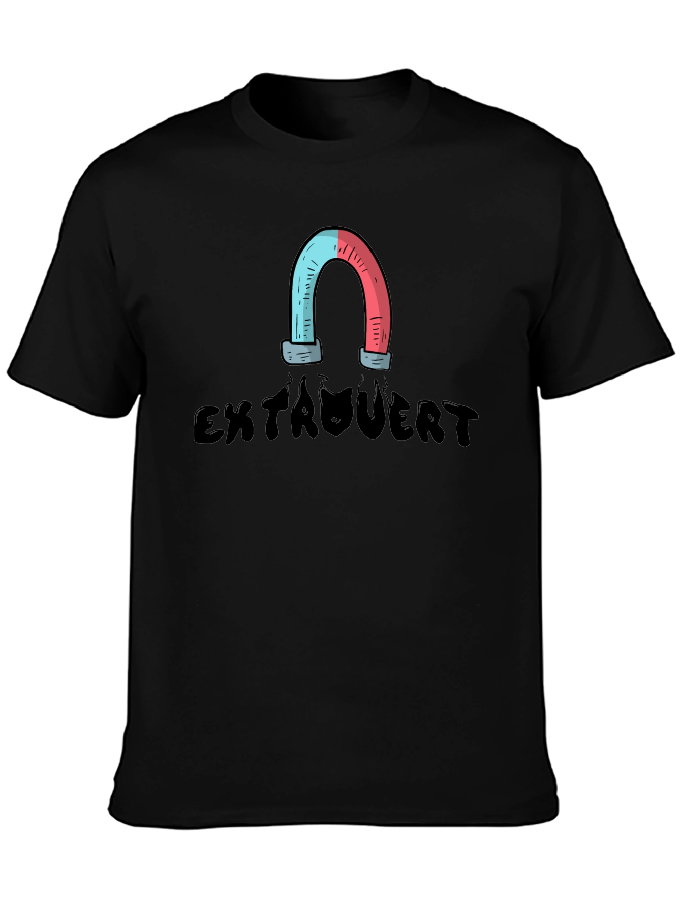 Black Extrovert Magnet T-Shirt view 3