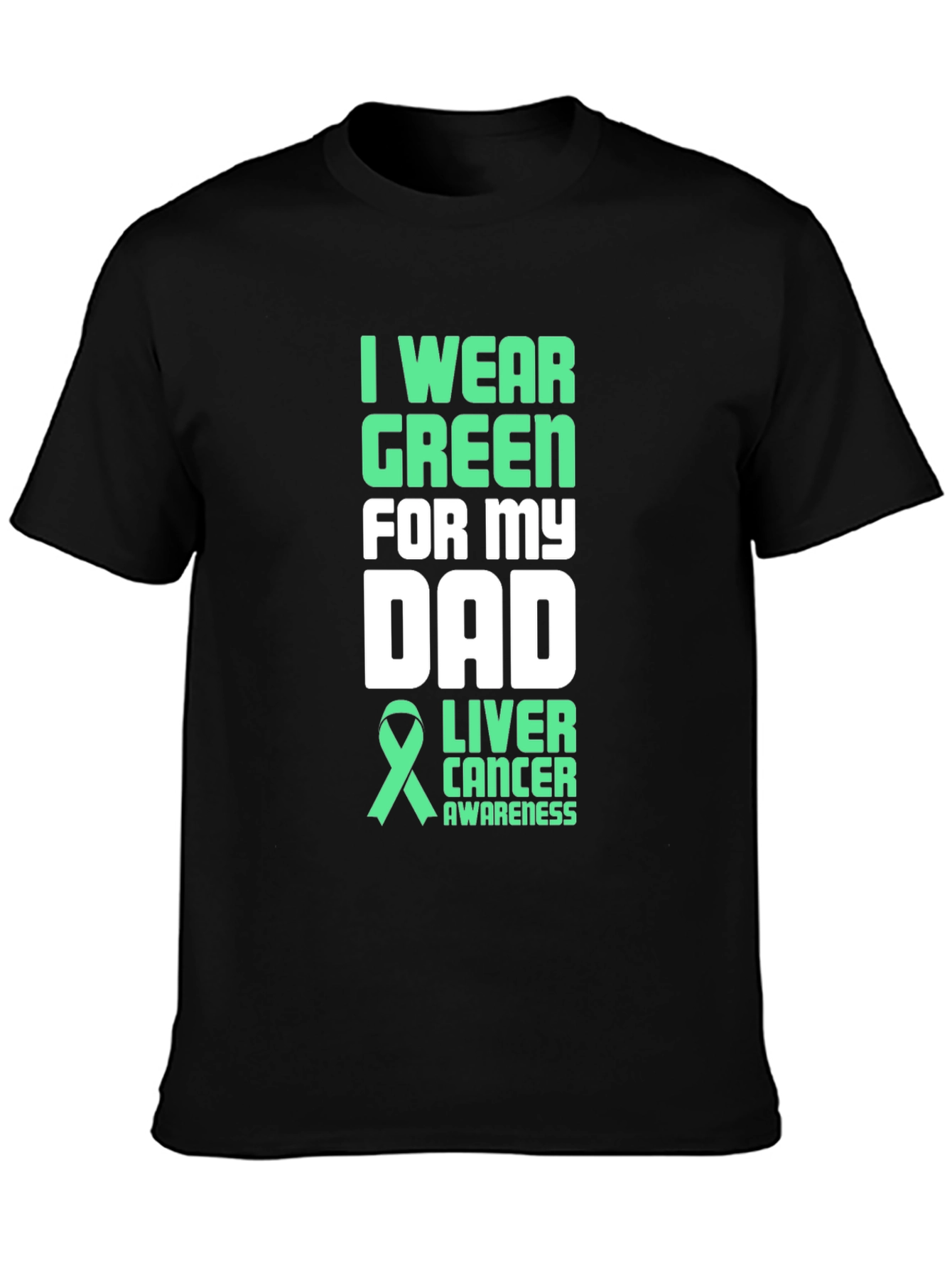 Green Ribbon Liver Cancer Awareness Dad T-Shirt - 3
