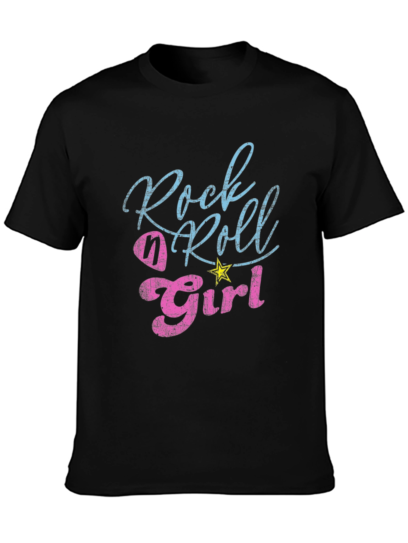 Black Rock n Roll Girl Tee - Distressed Graphic T-Shirt view 3