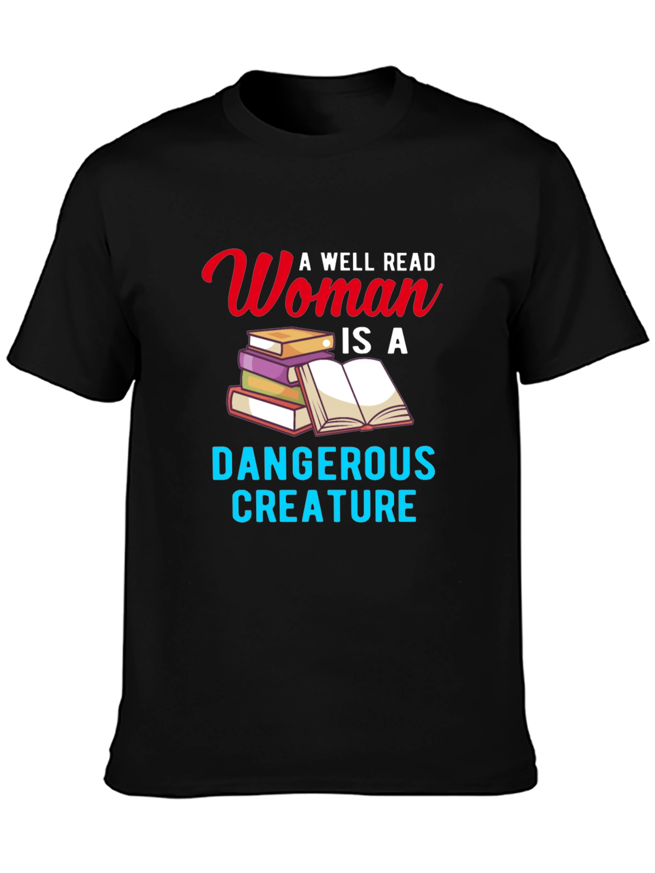 Black A Well Read Woman T-Shirt Book Lover Novelty Graphic Tee view 3