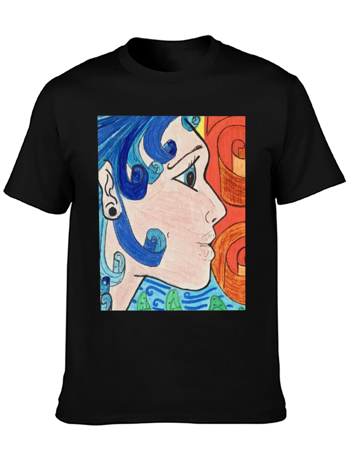 Black Abstract Art Graphic Tee - Black Unisex Shirt view 3