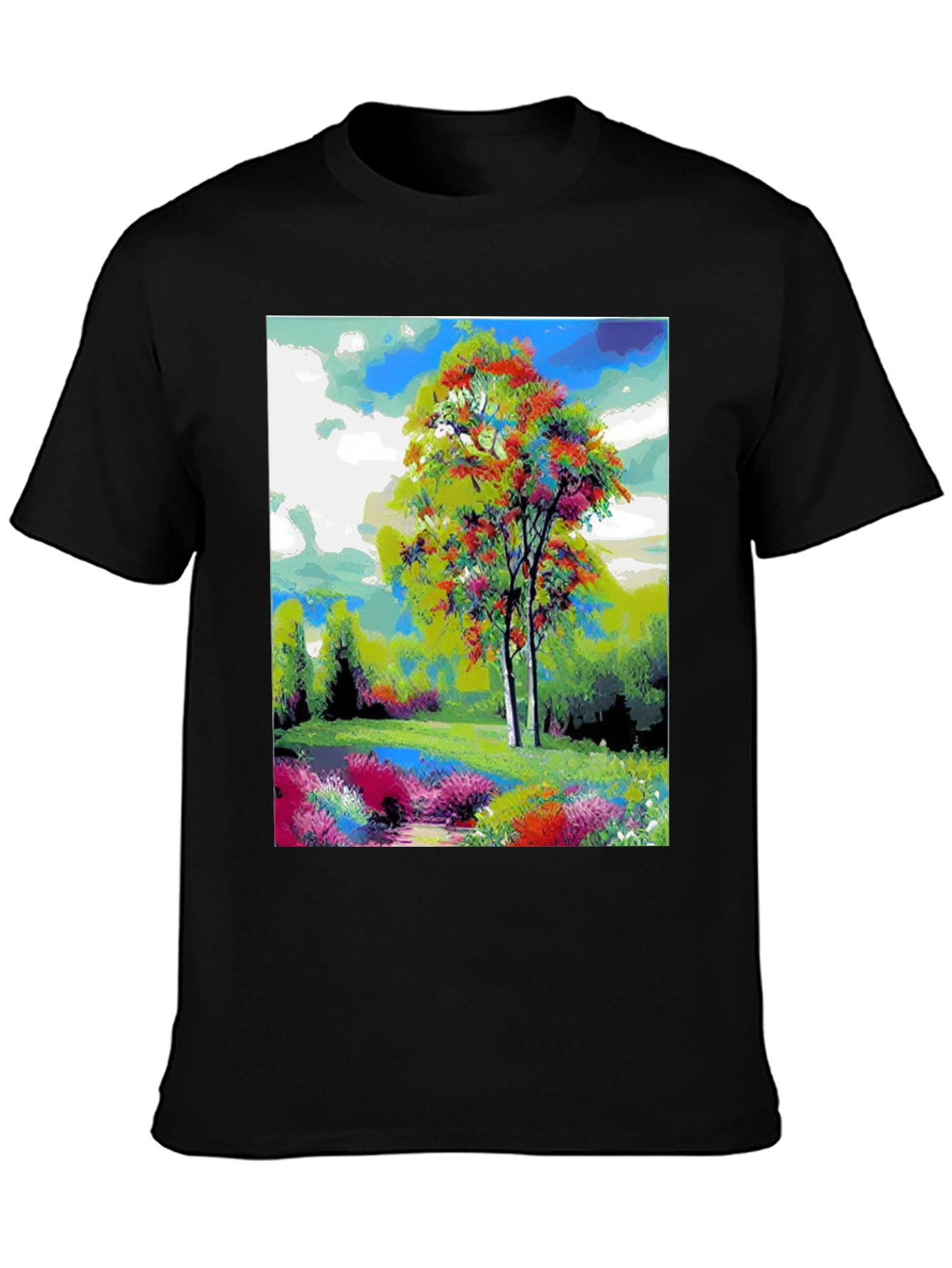 Black Nature Art T-Shirt view 3