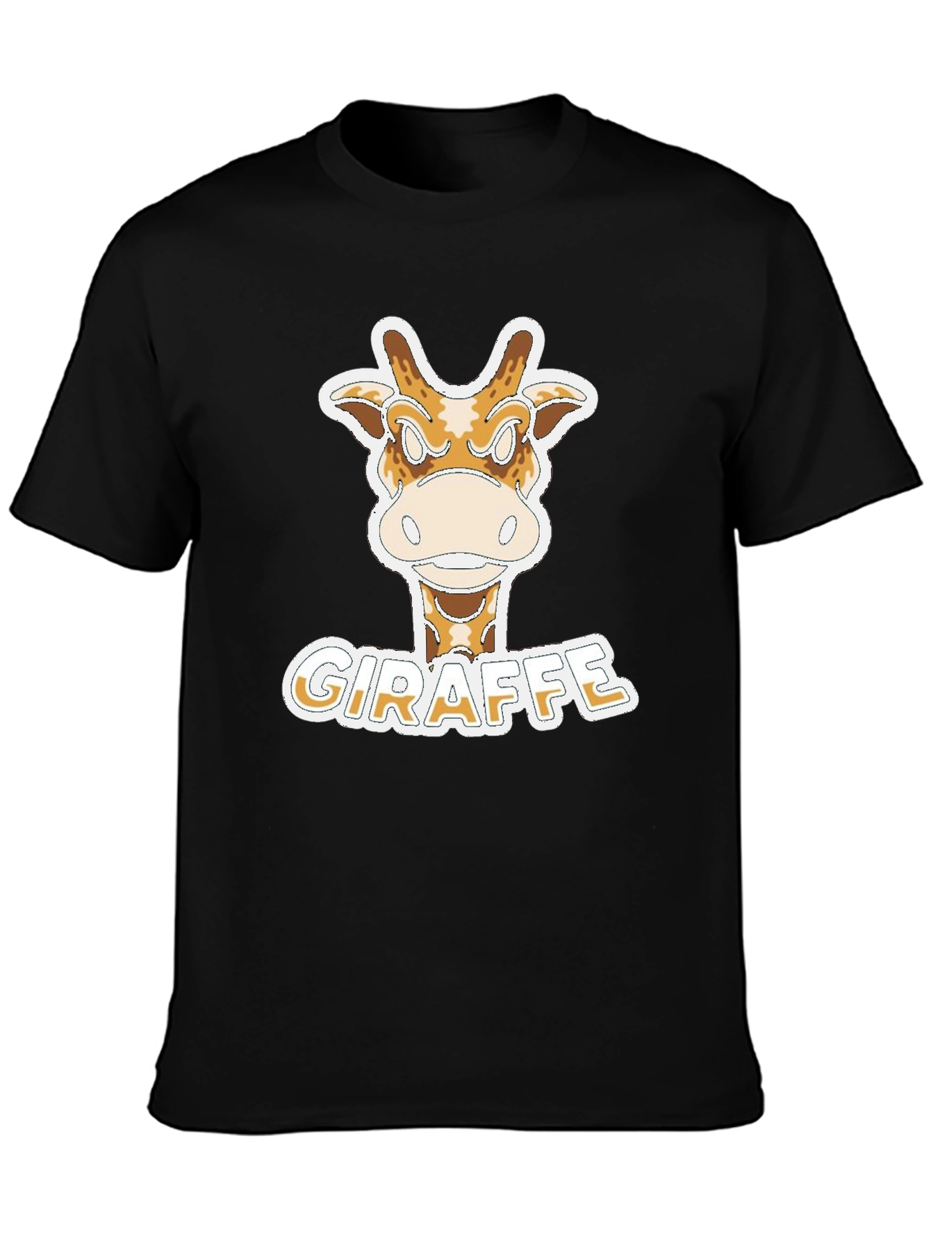 Black Funny Giraffe Cartoon T-Shirt - Novelty Graphic Tee view 3