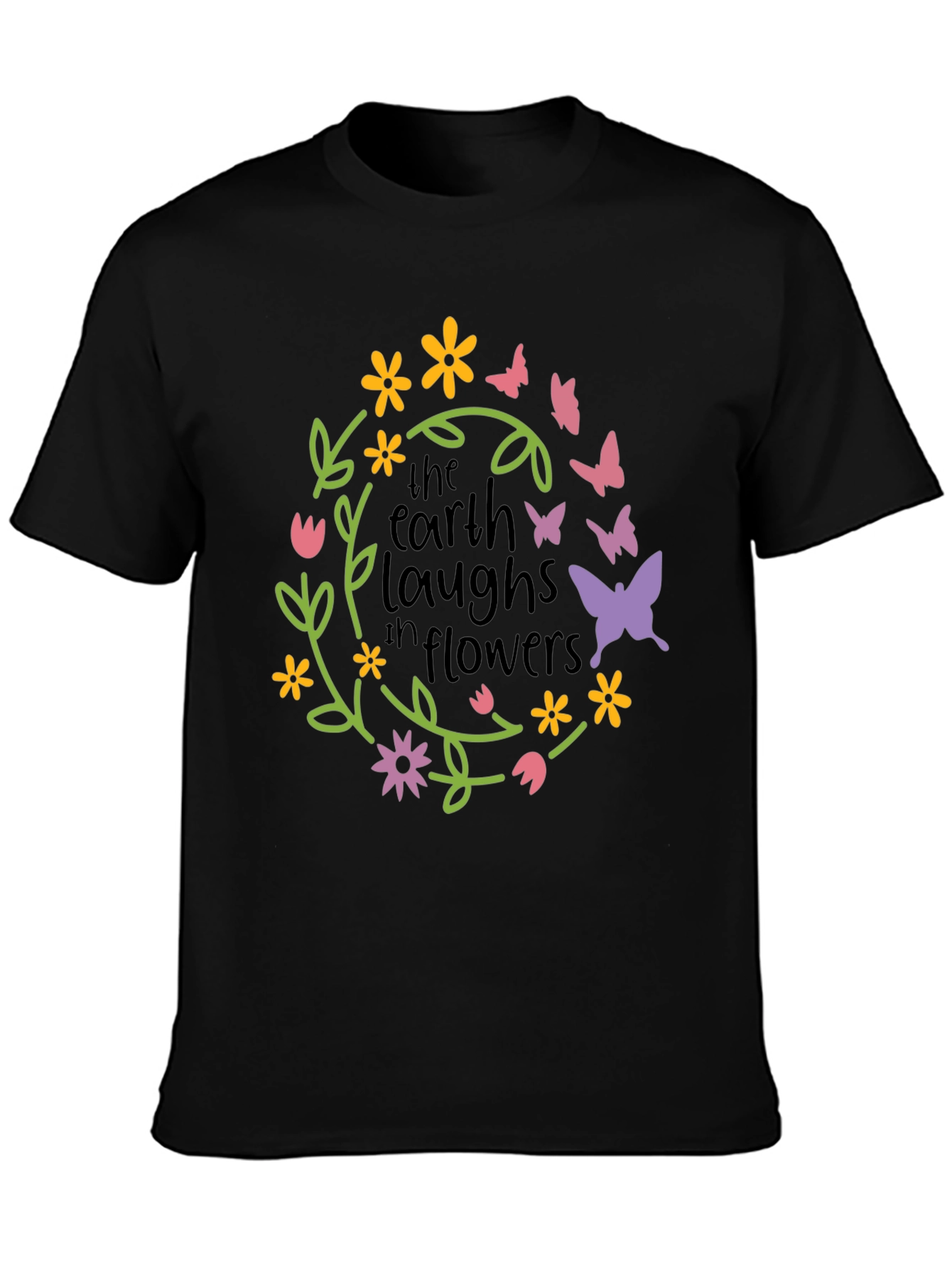 Black Earth Laughs in Flowers Graphic Tee view 3