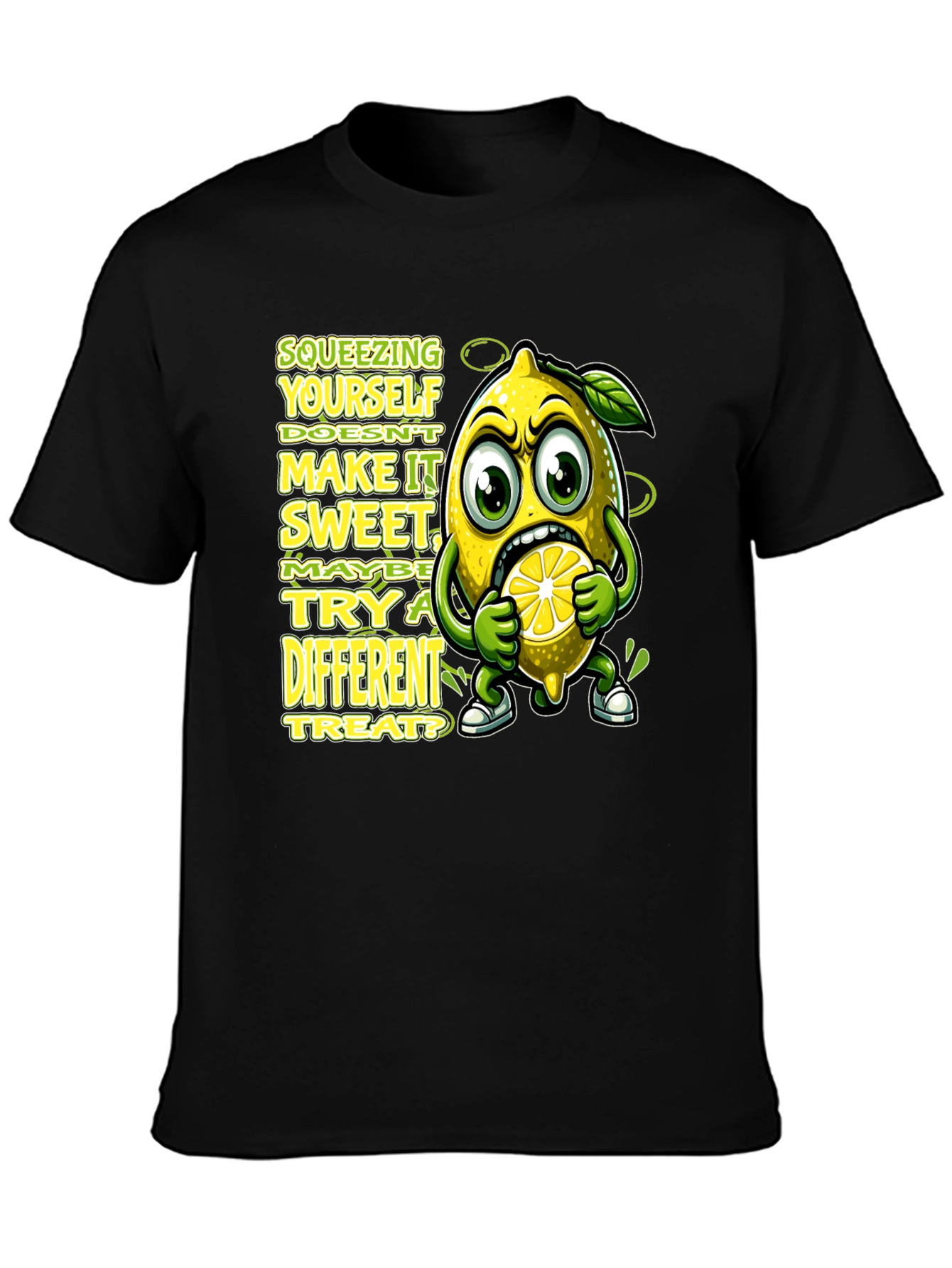 Black Lemon Graphic Tee: Squeezing Yourself Doesn't Make It Sweet view 3