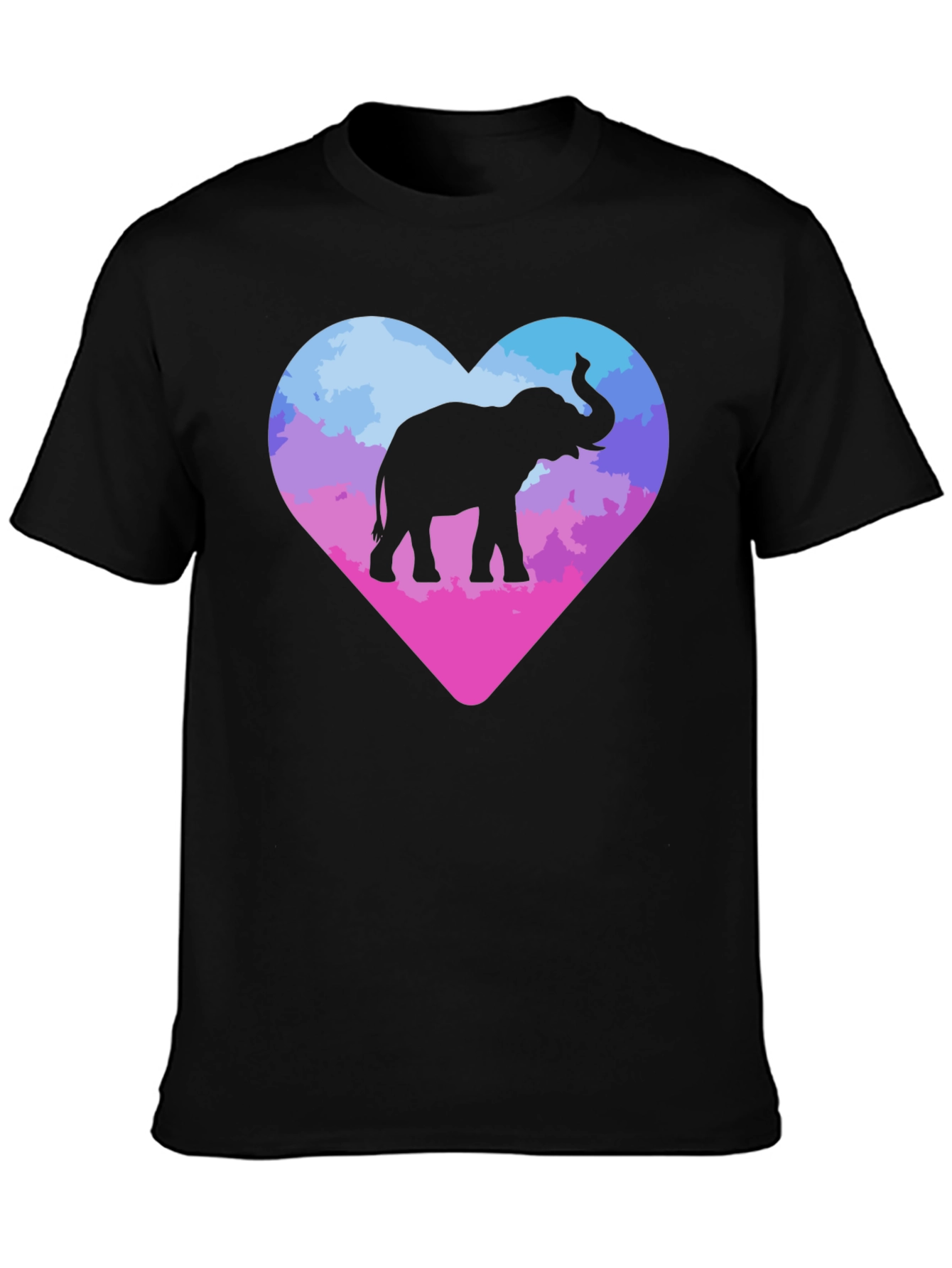 Black Elephant Heart Graphic Tee - Trendy Animal Lover Shirt view 3