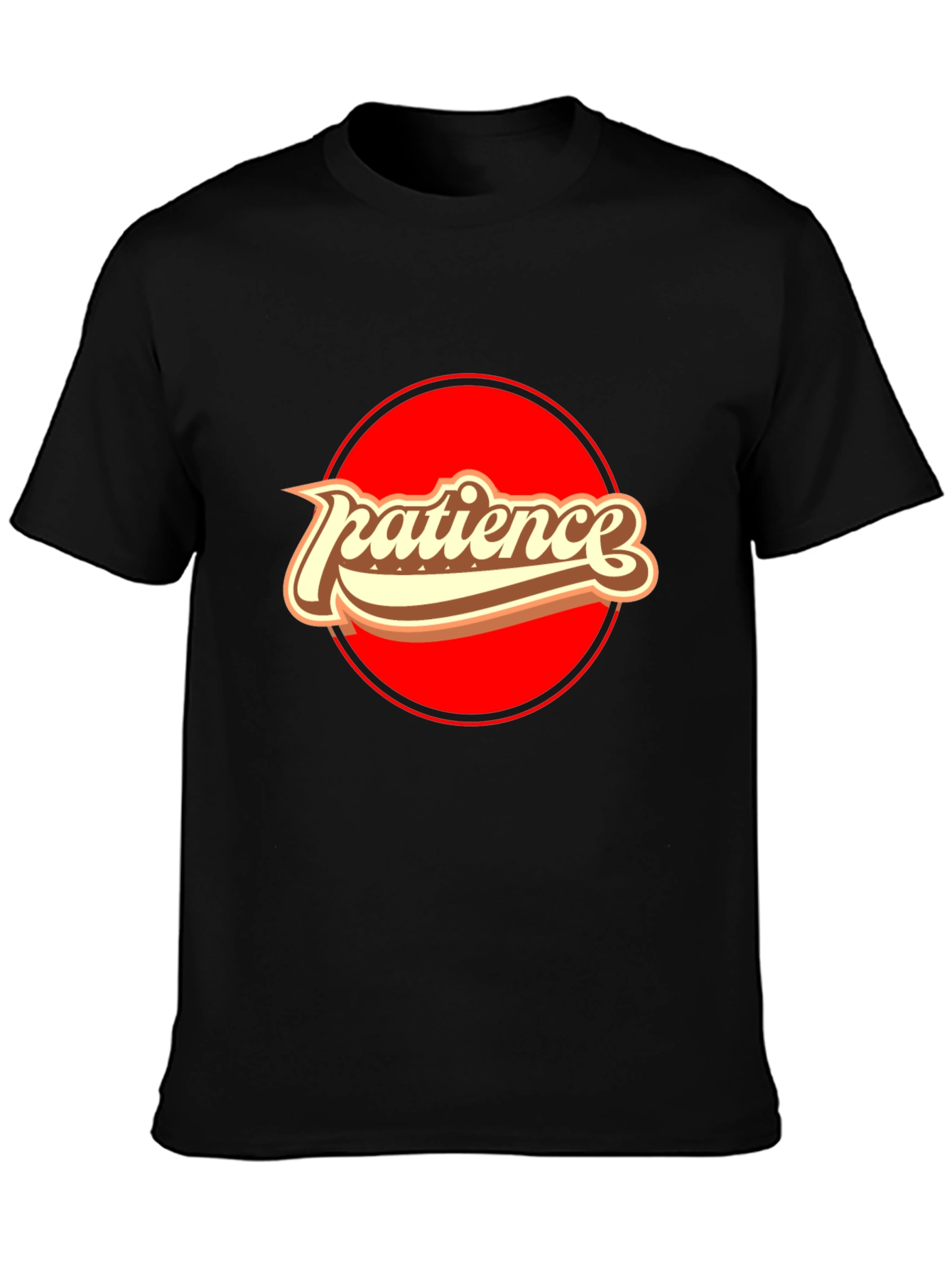 Black Patience Retro Graphic T-Shirt - Comfort Black Tee view 3