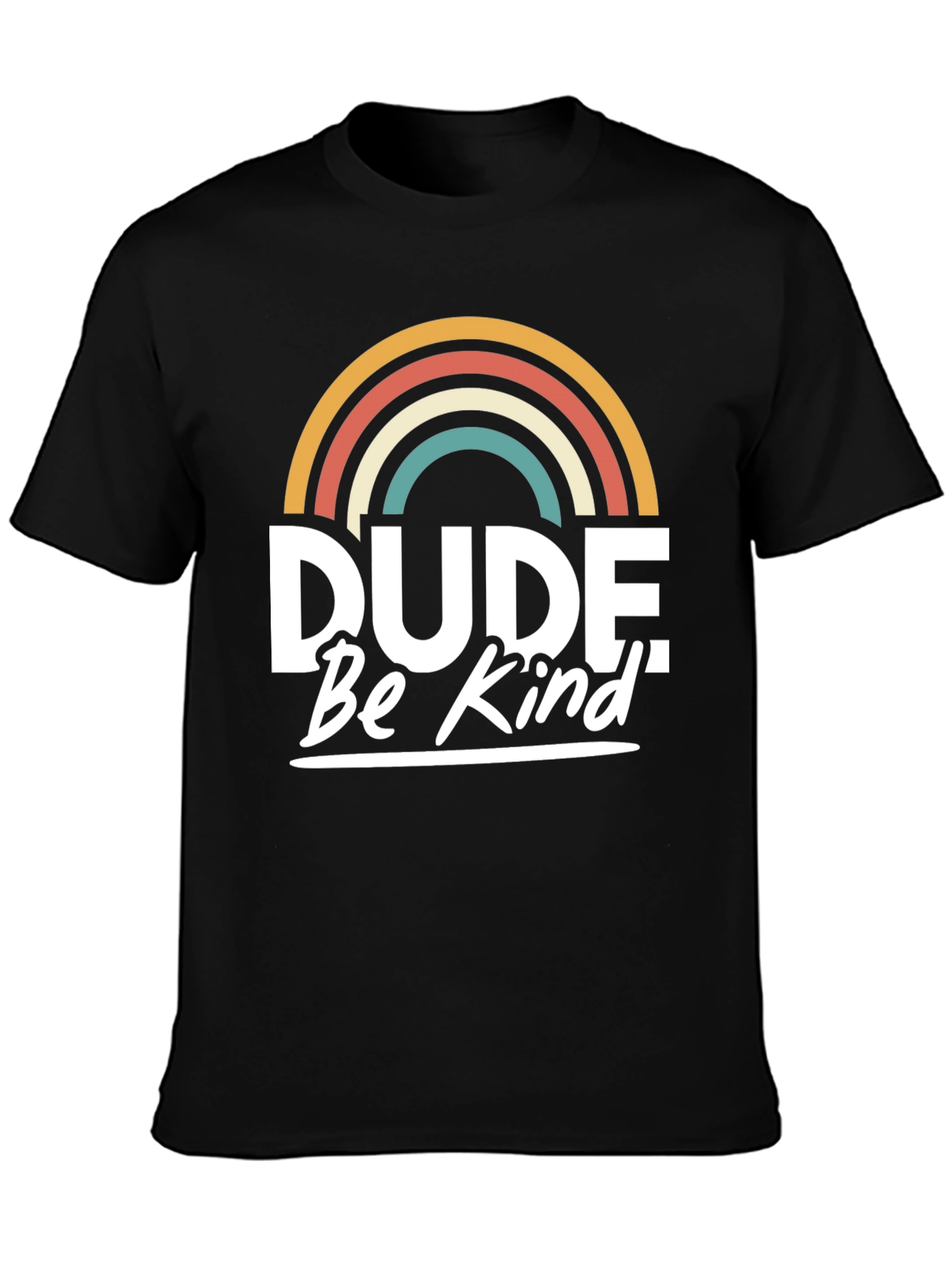 Black Dude Be Kind T-Shirt - Retro Rainbow Graphic Tee view 3
