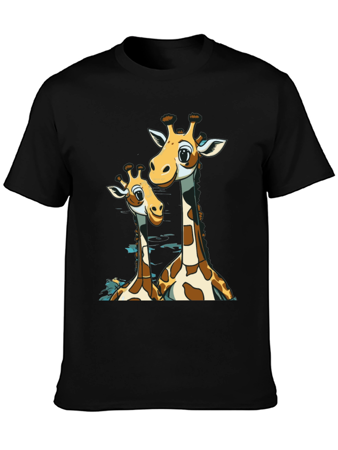 Black Giraffe Lover Black T-Shirt view 3