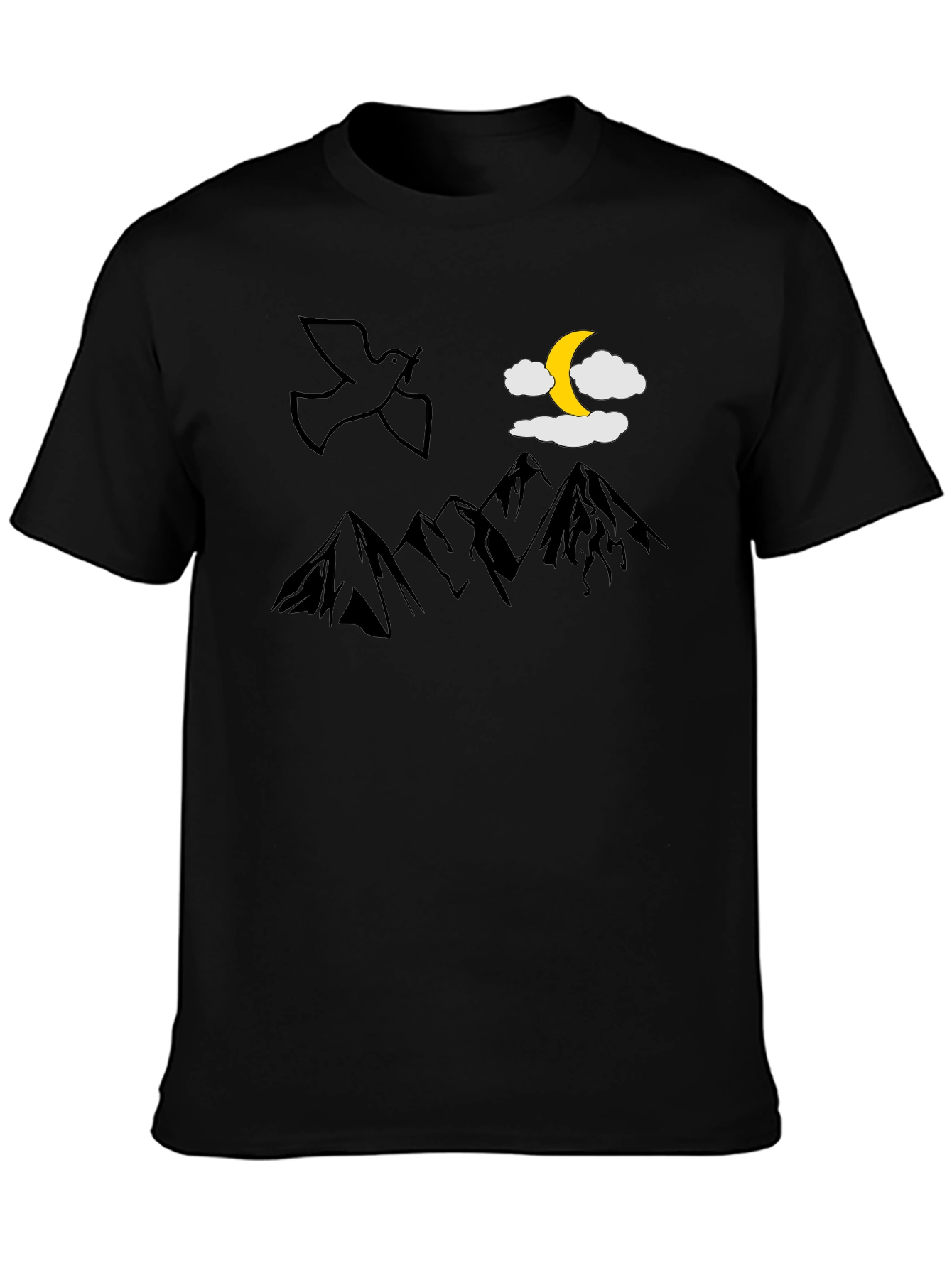 Black Peaceful Night Mountain T-Shirt view 3