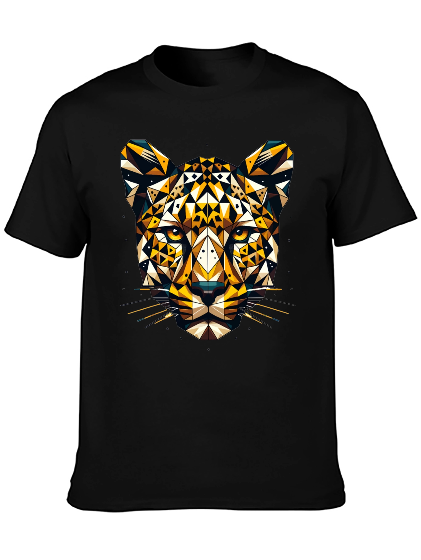 Black Geometric Leopard Graphic Tee - Black view 3