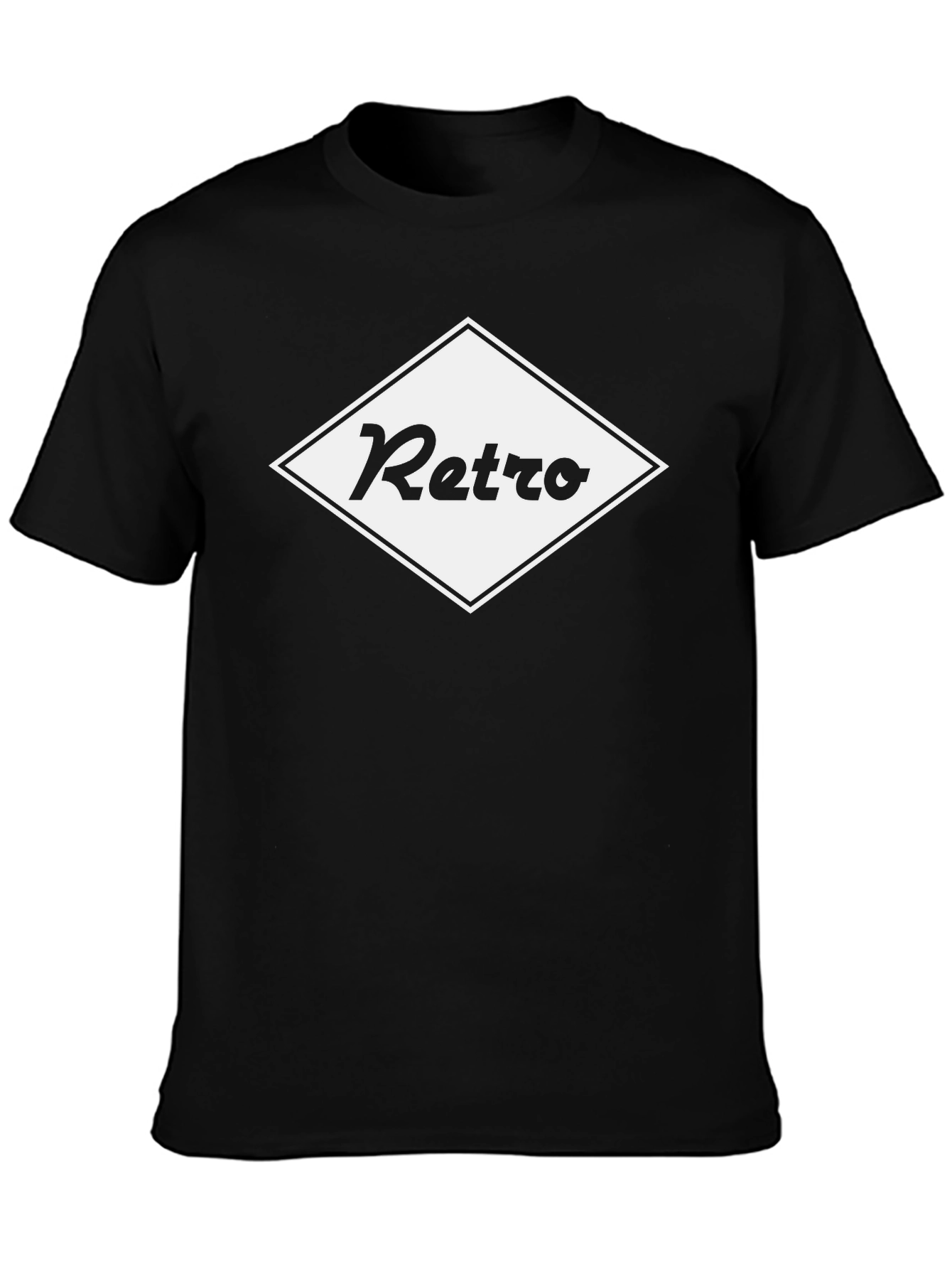 Black Retro Graphic Tee - Black Cotton T-Shirt view 3