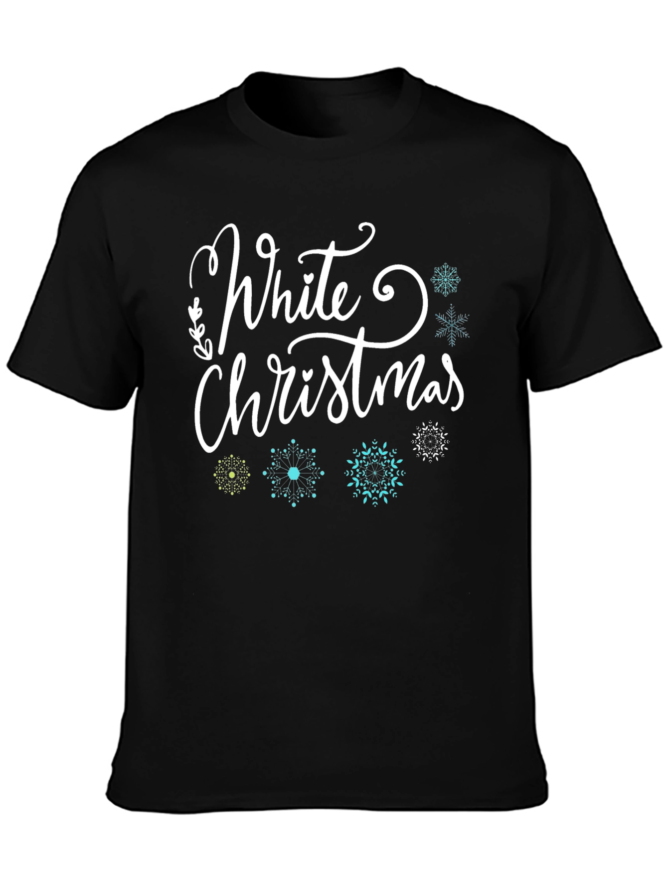 Black White Christmas Snowflake Graphic Tee - Festive Holiday Shirt view 3