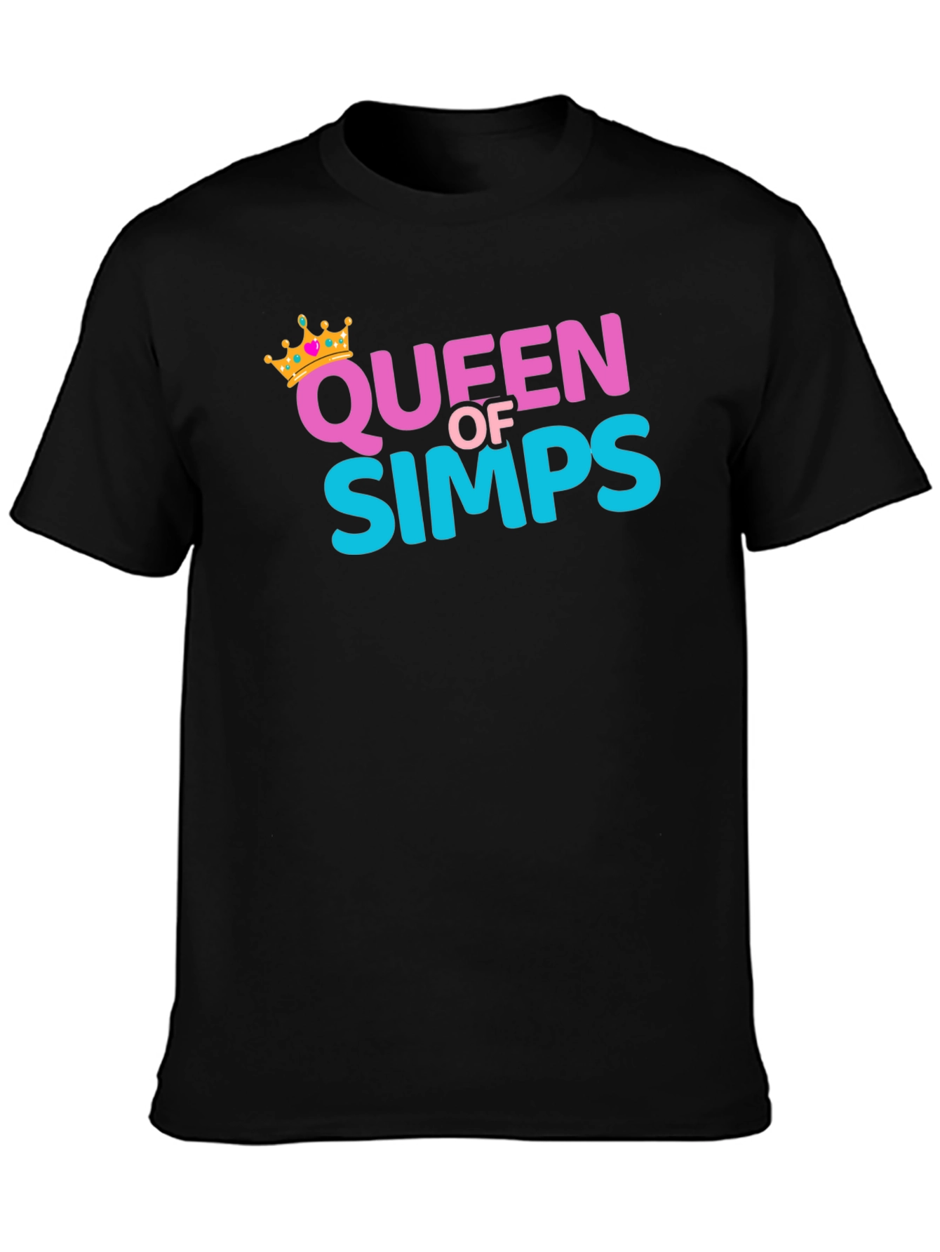 Black Queen Of Simps Black T-Shirt view 3