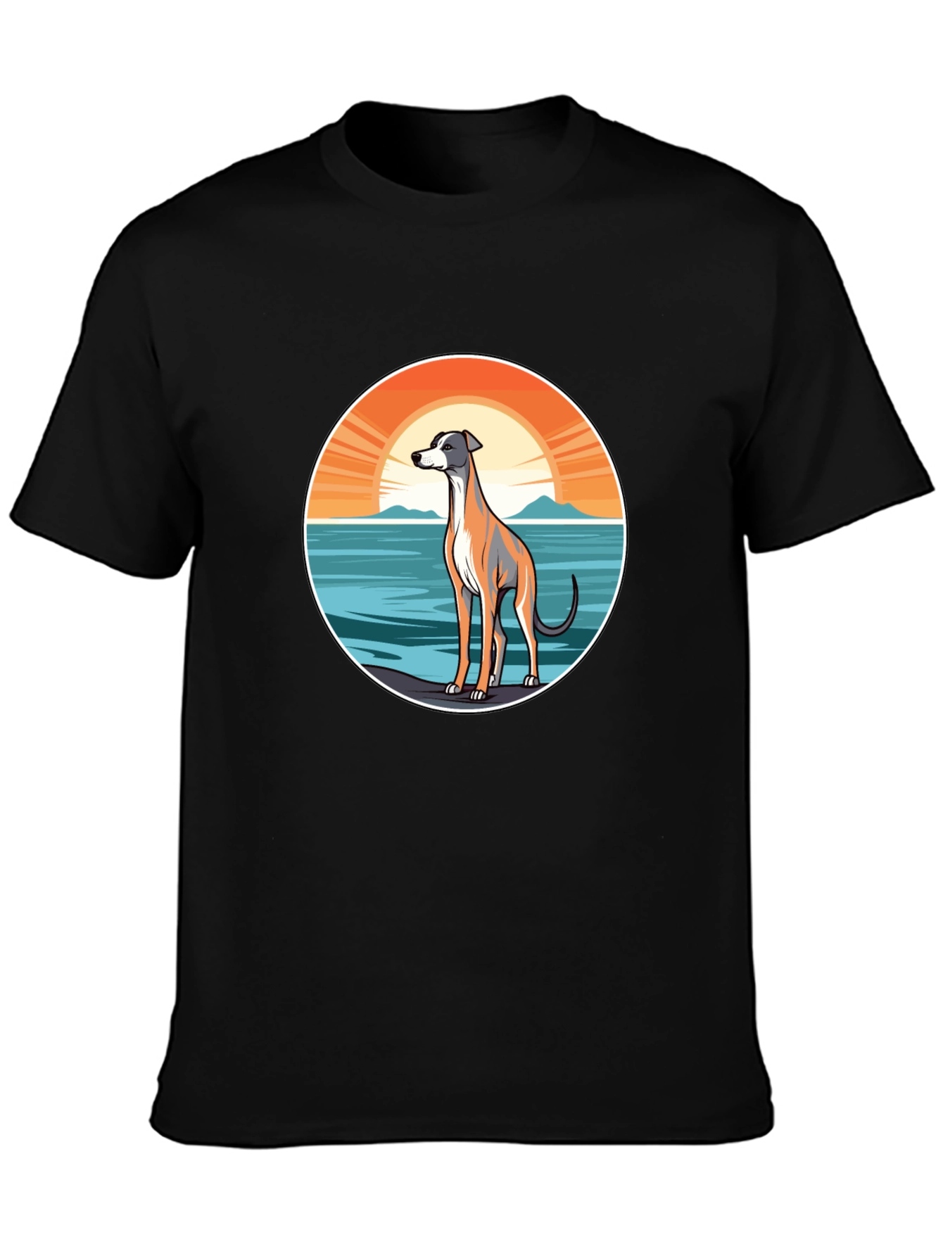 Black Dog Sunset Graphic Tee - Unisex Black T-Shirt view 3