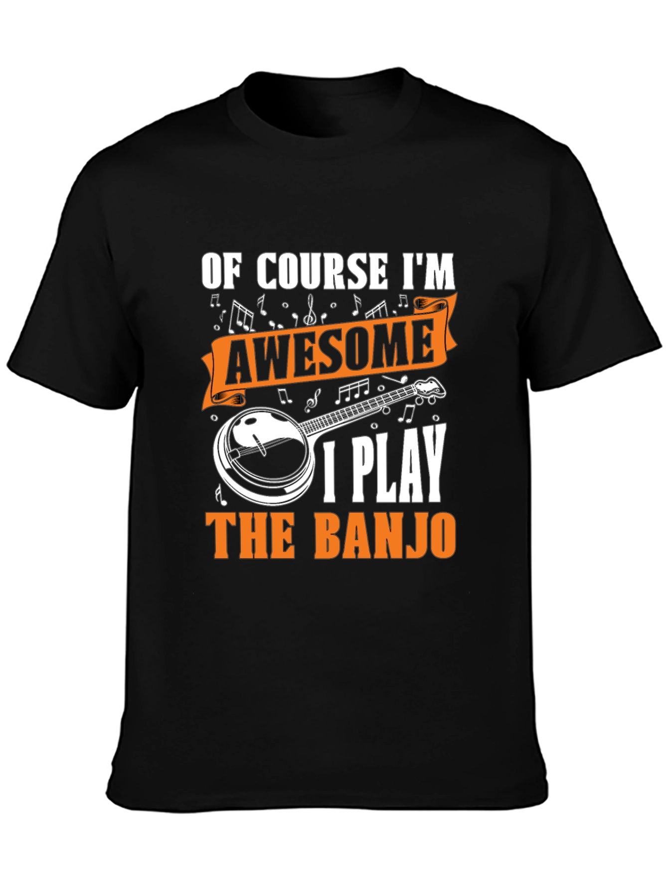 Black Awesome Banjo Player T-Shirt view 3
