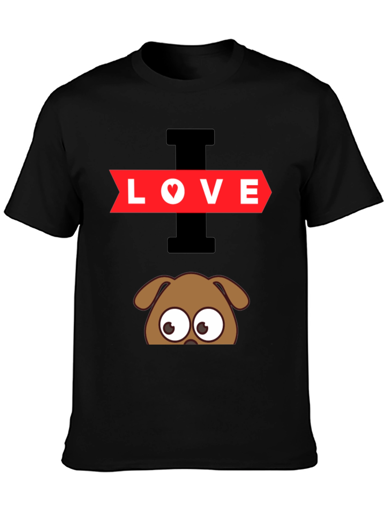 Black I Love Dogs Graphic T-Shirt view 3