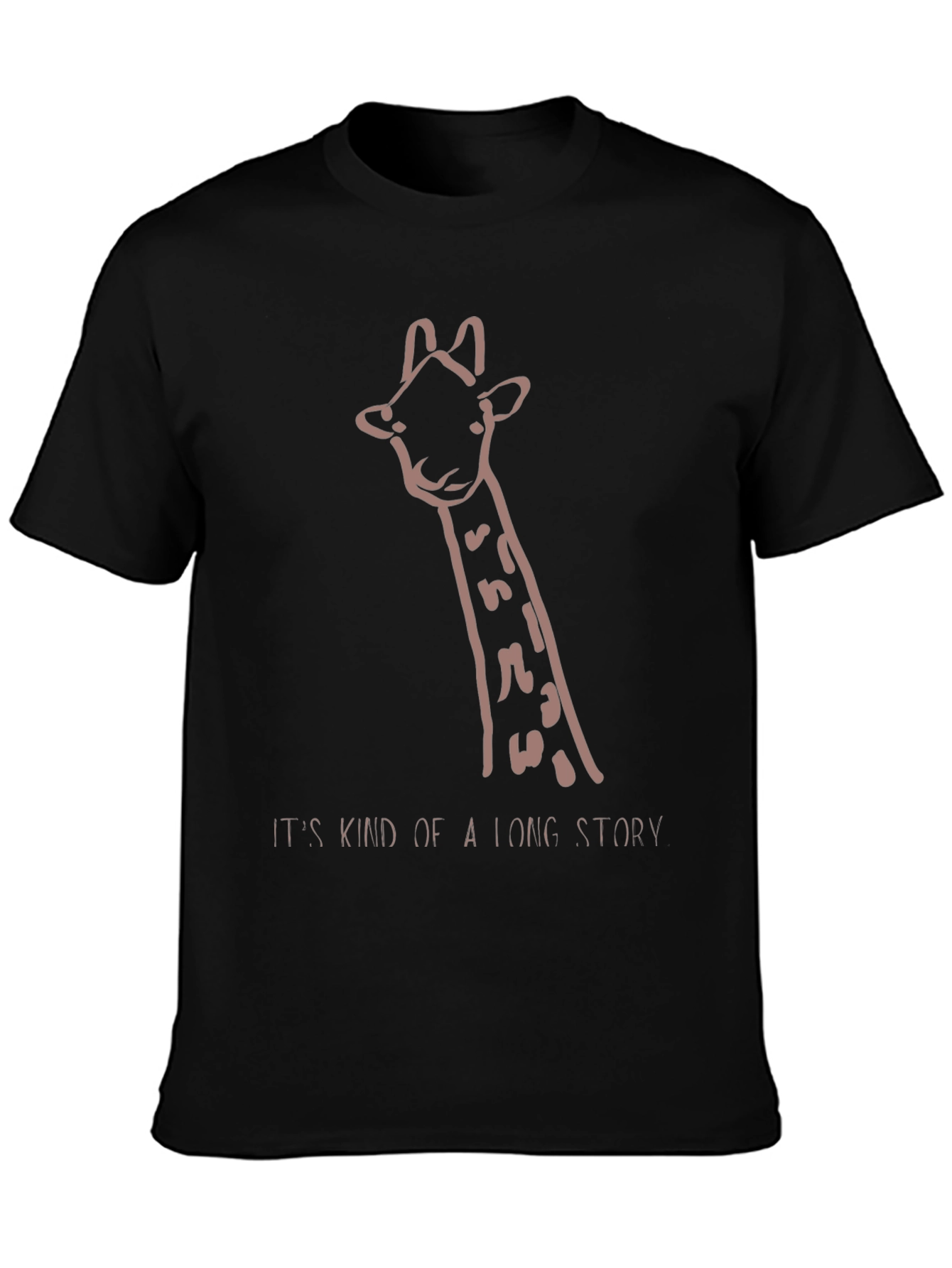 Black Giraffe Long Story Graphic Tee - Black Unisex T-Shirt view 3