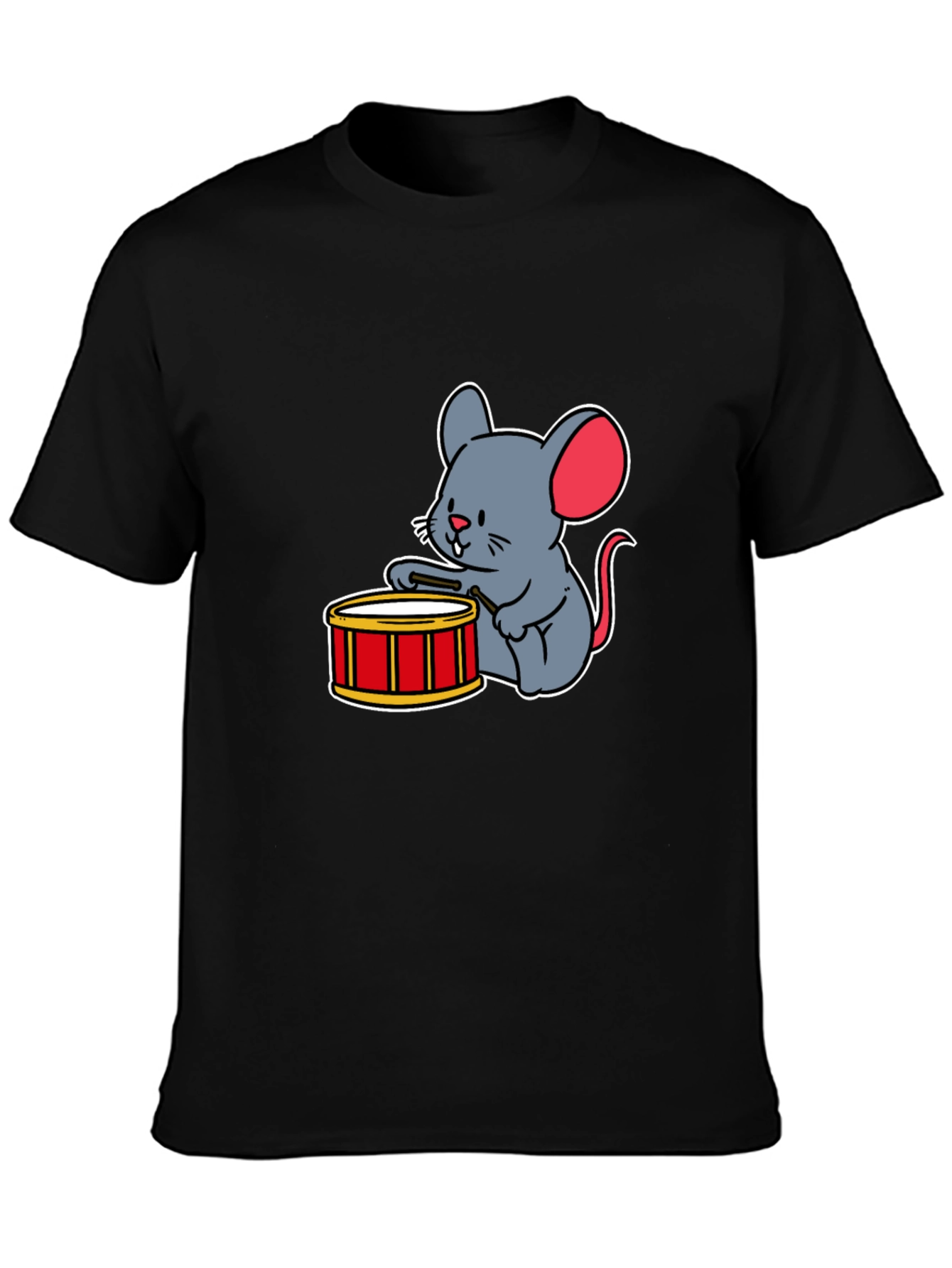 Black Mouse Drummer T-Shirt view 3