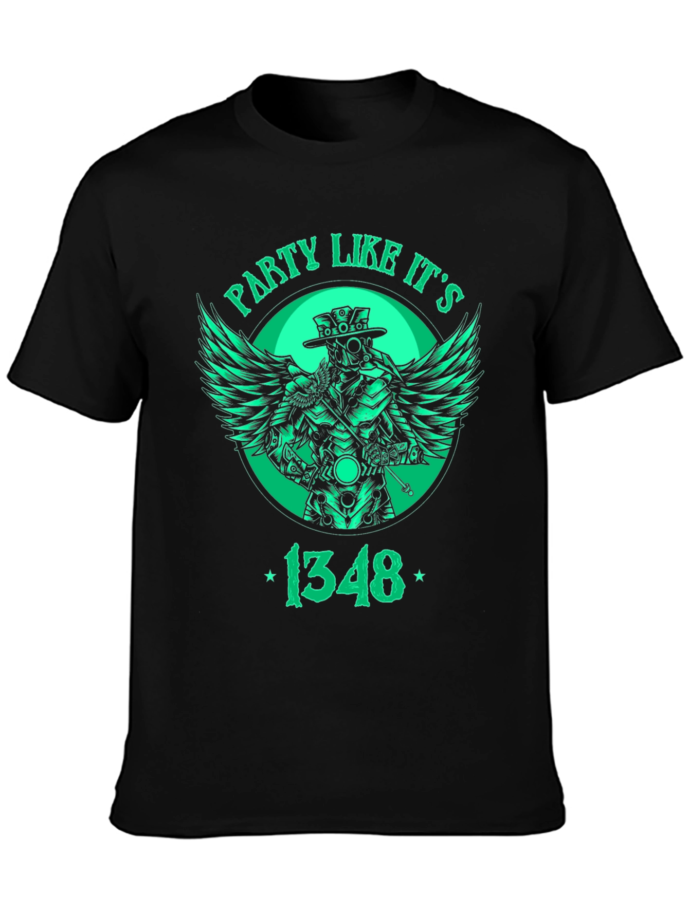 Black Party Like It's 1348 Plague Doctor T-Shirt view 3