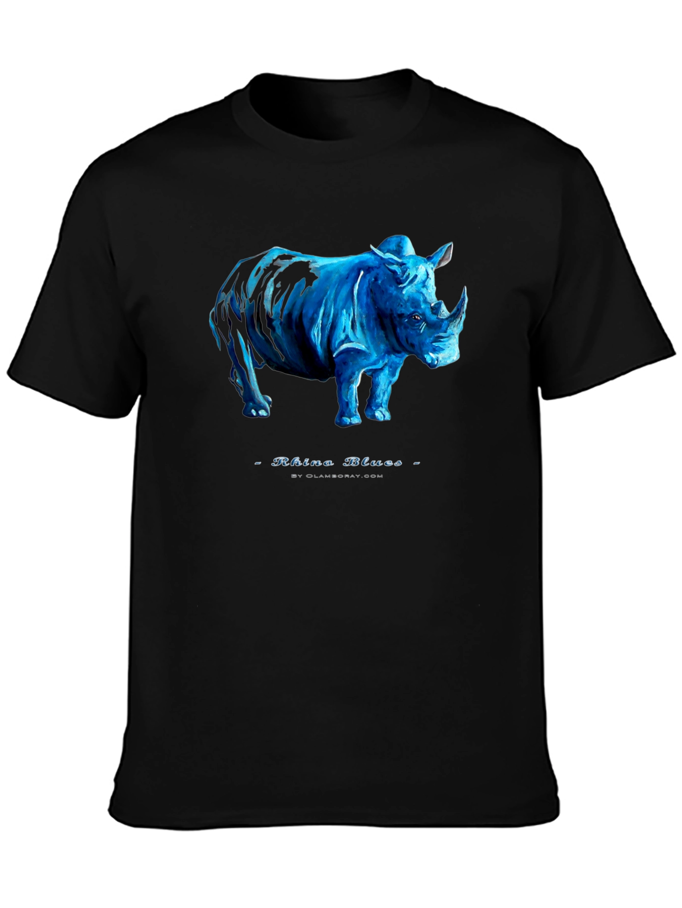 Black Rhino Blues Black T-Shirt - Unique Graphic Tee view 3