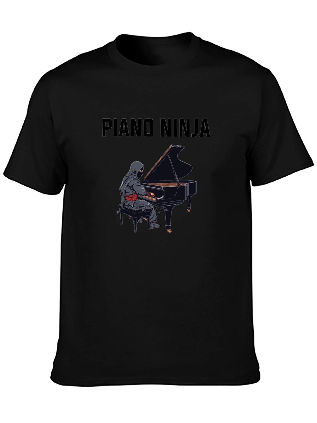 Black Piano Ninja Black T-Shirt - Musical Master Tee view 3