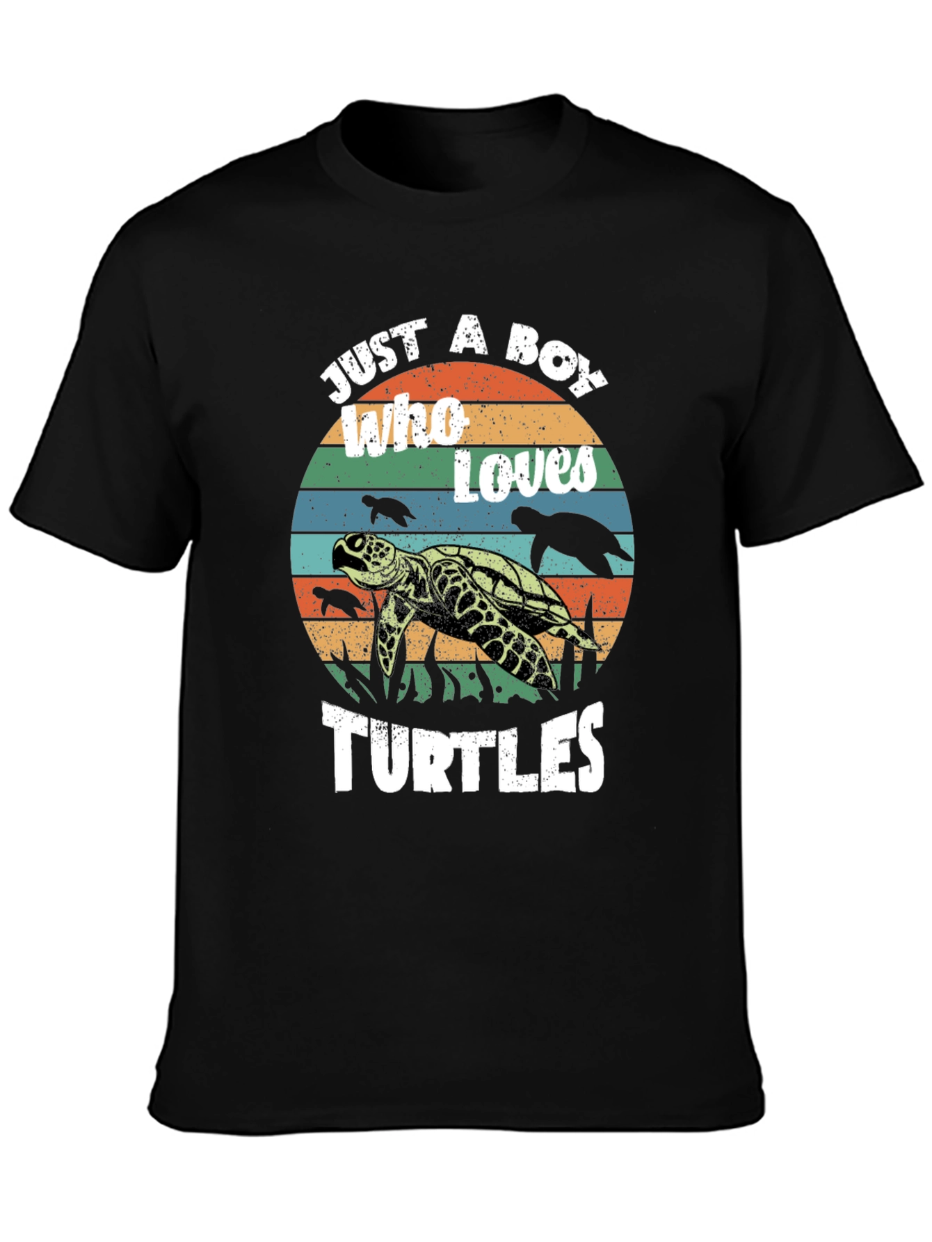 Black Just a Boy Who Loves Turtles Graphic Tee view 3