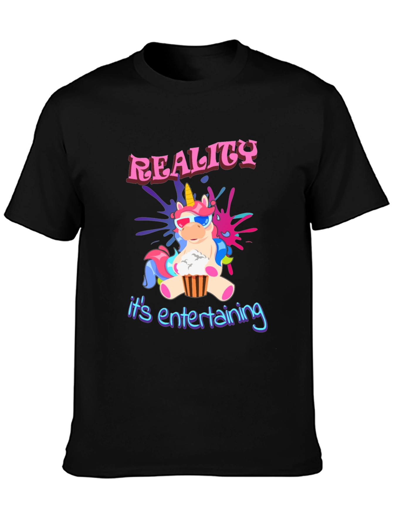 Black Unicorn Reality T-Shirt - It's Entertaining Tee view 3