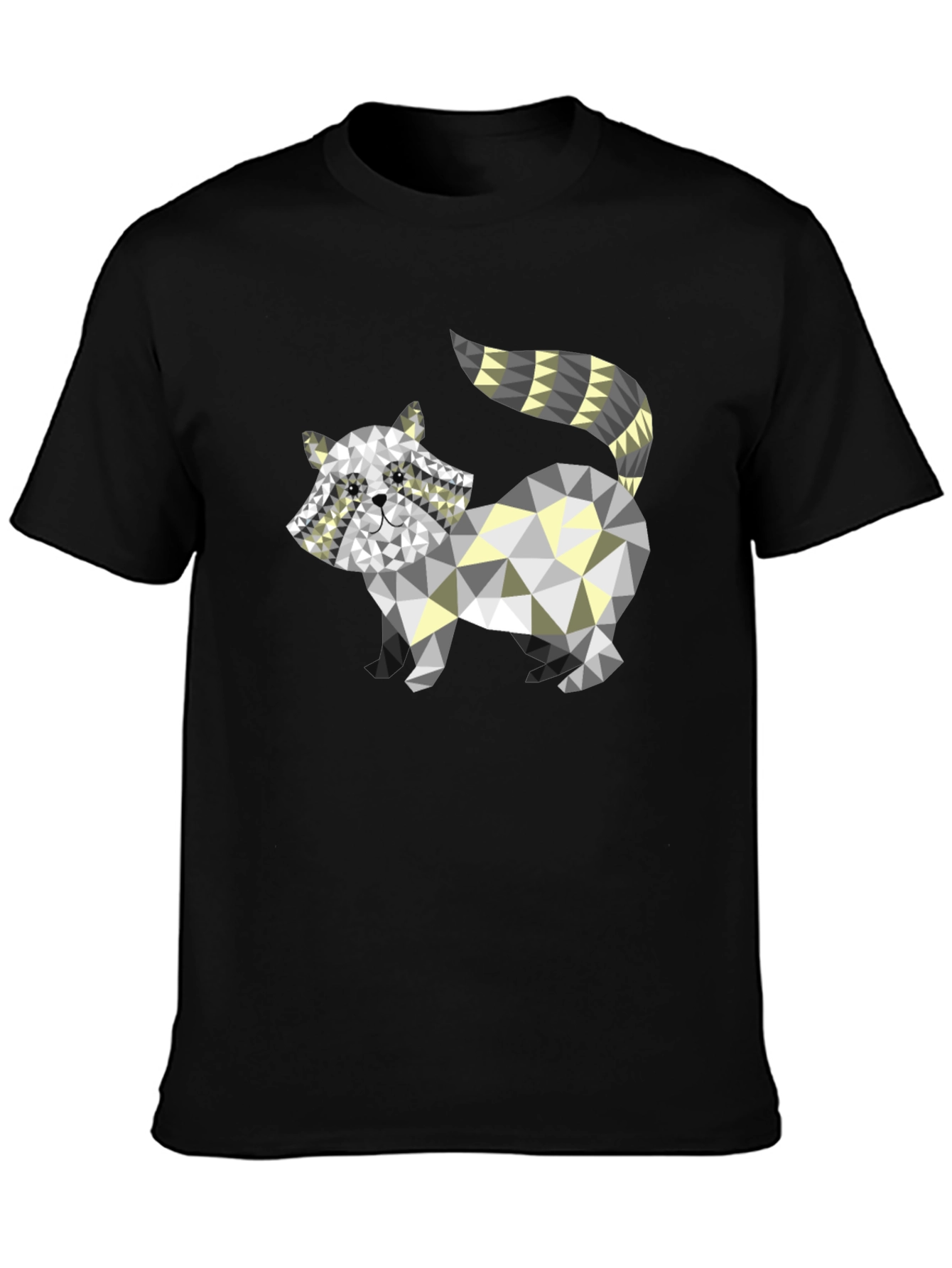 Black Geometric Raccoon Graphic Tee - Modern Style view 3