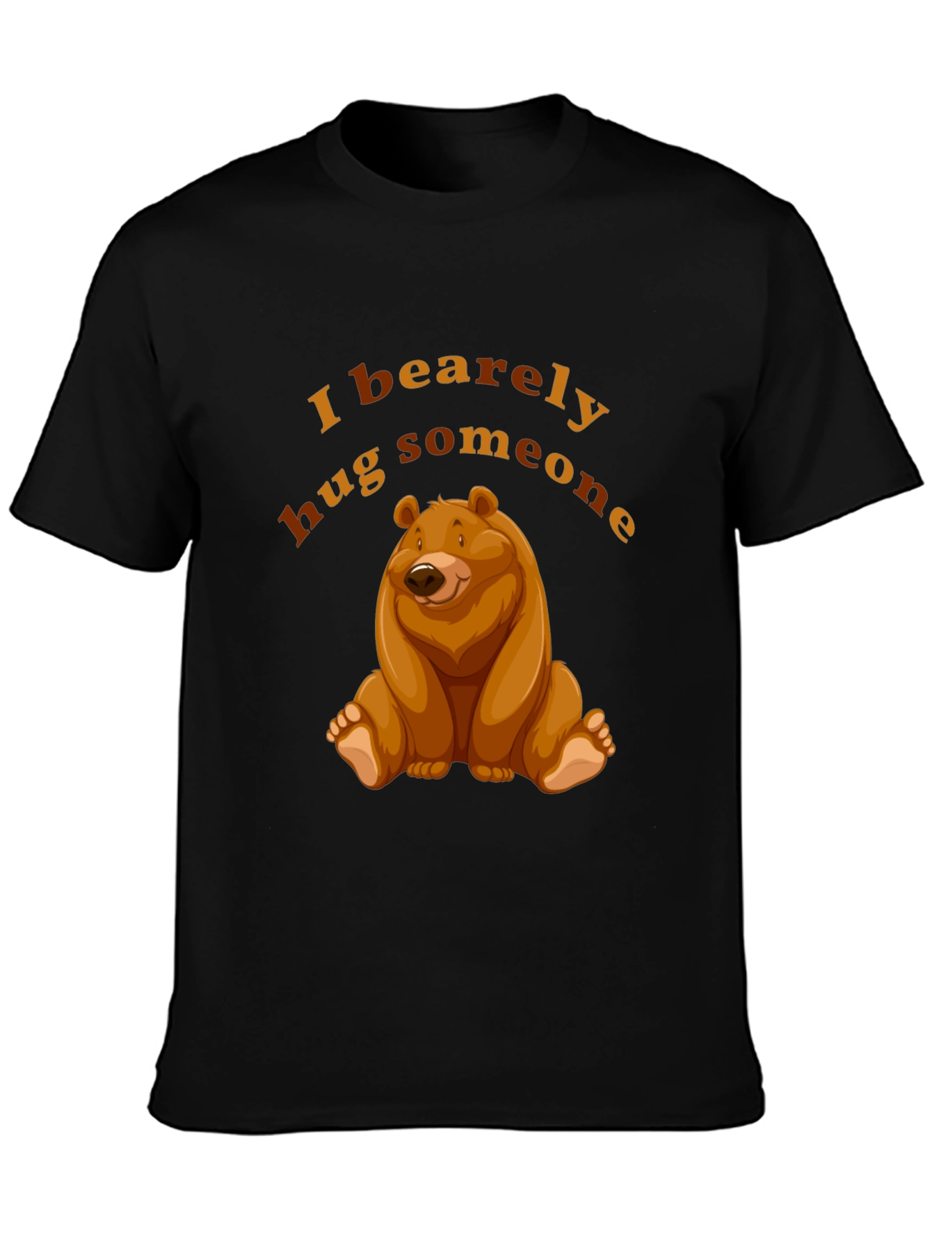 Black I Bearely Hug Someone T-Shirt Bear Graphic Novelty Tee view 3
