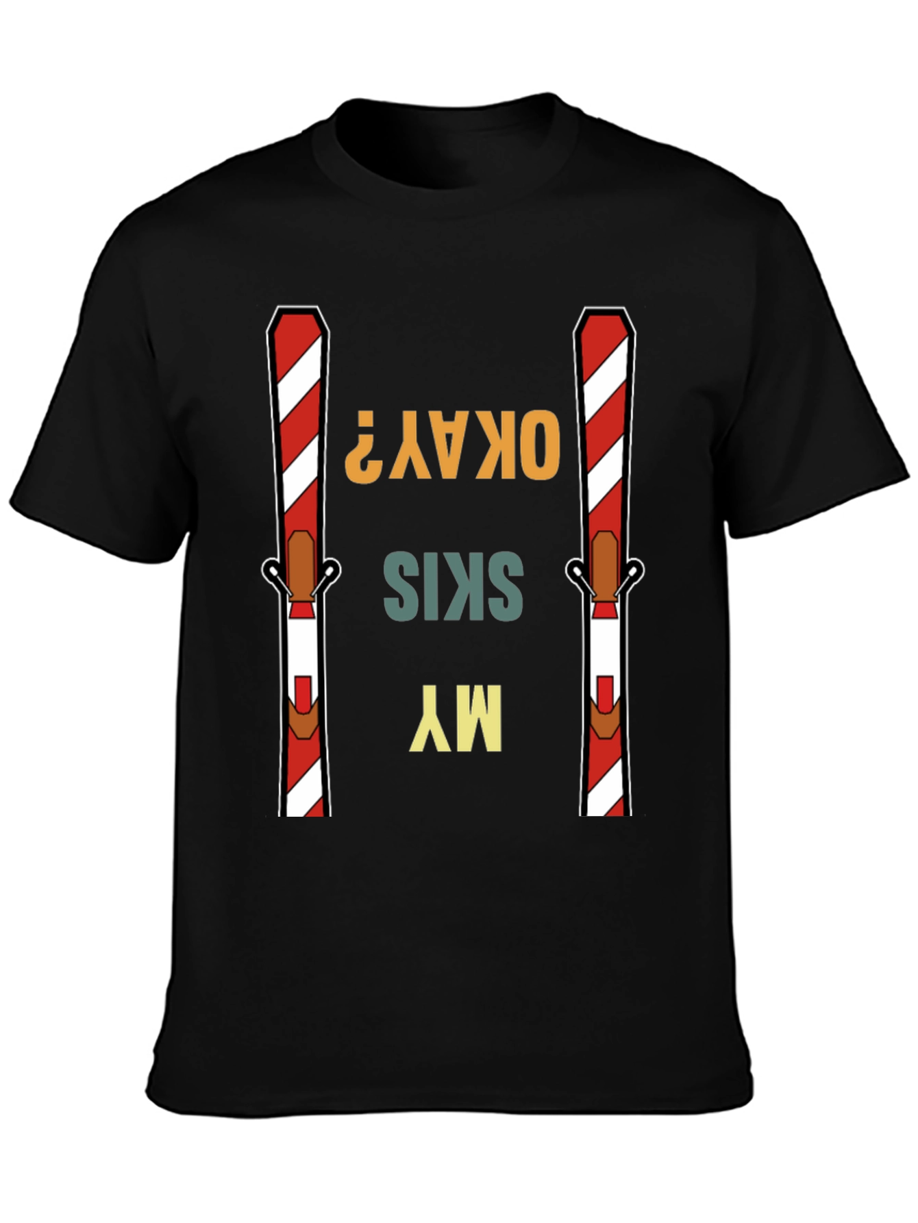 Black My Skis Okay? Graphic Tee view 3
