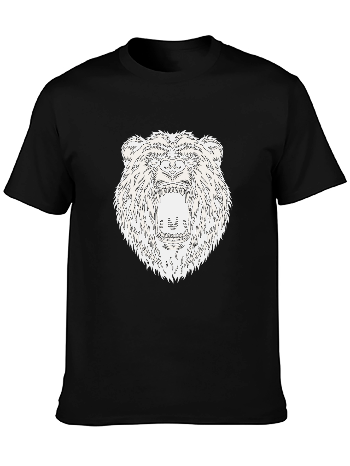 Black Roaring Bear Graphic Black T-Shirt view 3
