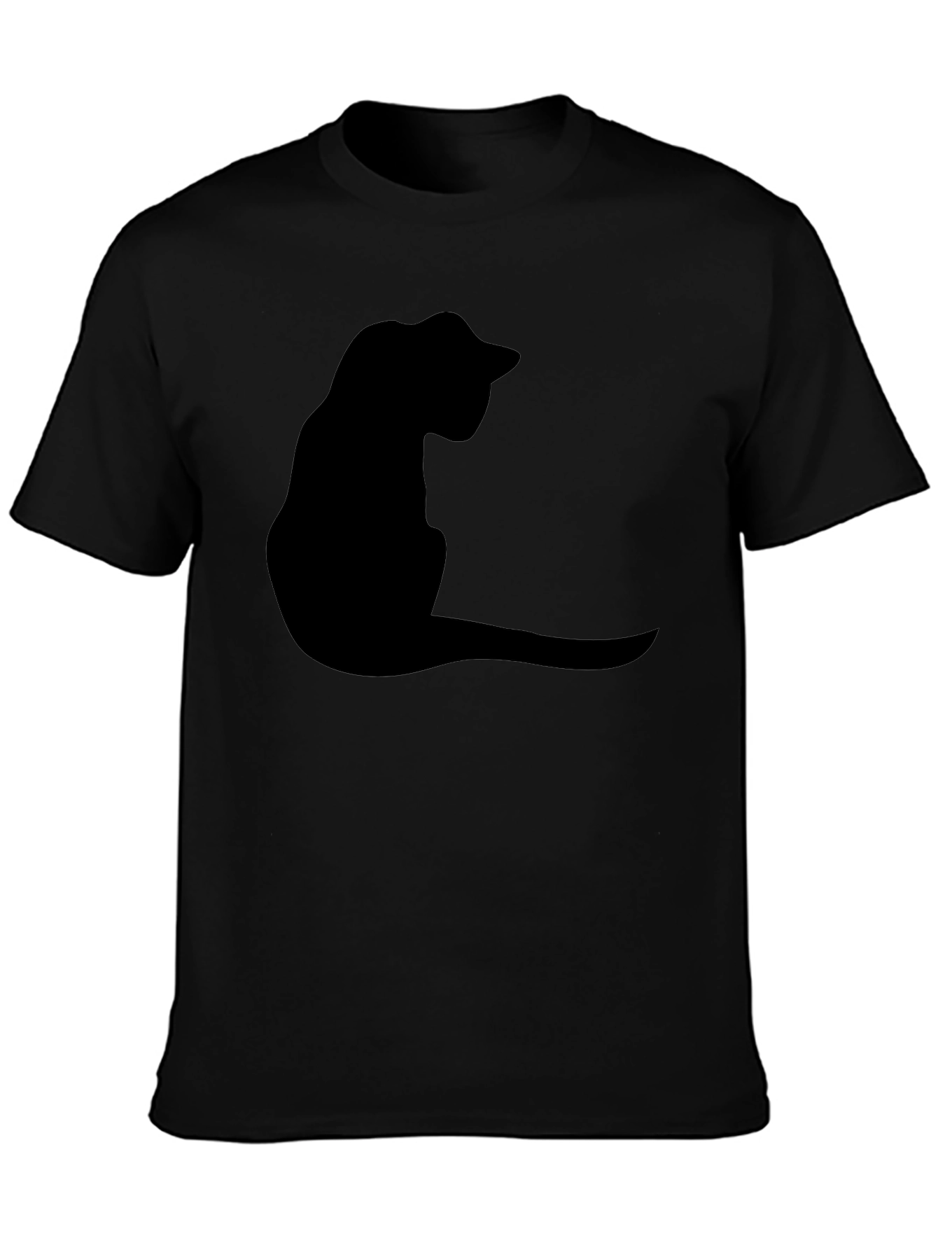 Black Black Cat Silhouette T-Shirt - Casual Graphic Tee view 3