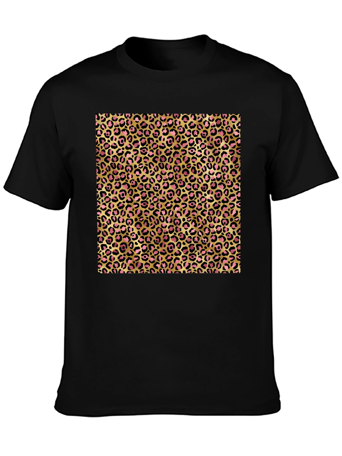 Black Leopard Print Graphic Tee - Gold & Pink view 3