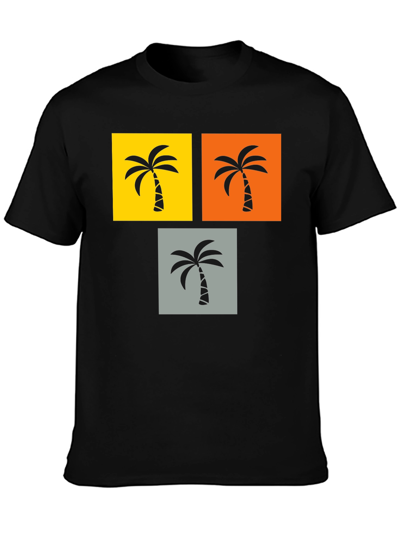 Black Tropical Palm Tree Graphic Tee - Black view 3