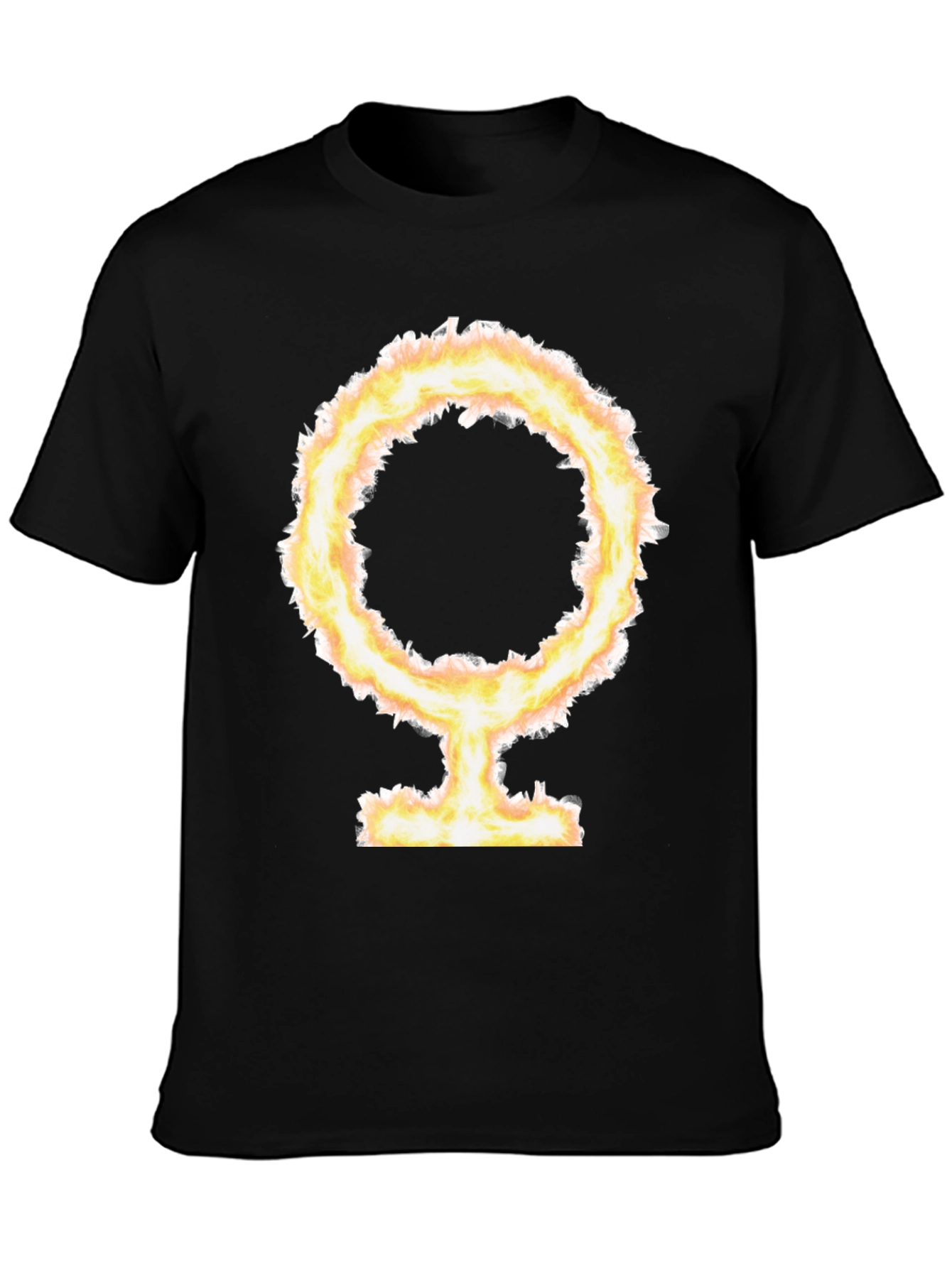 Black Fiery Female Symbol Black T-Shirt view 3