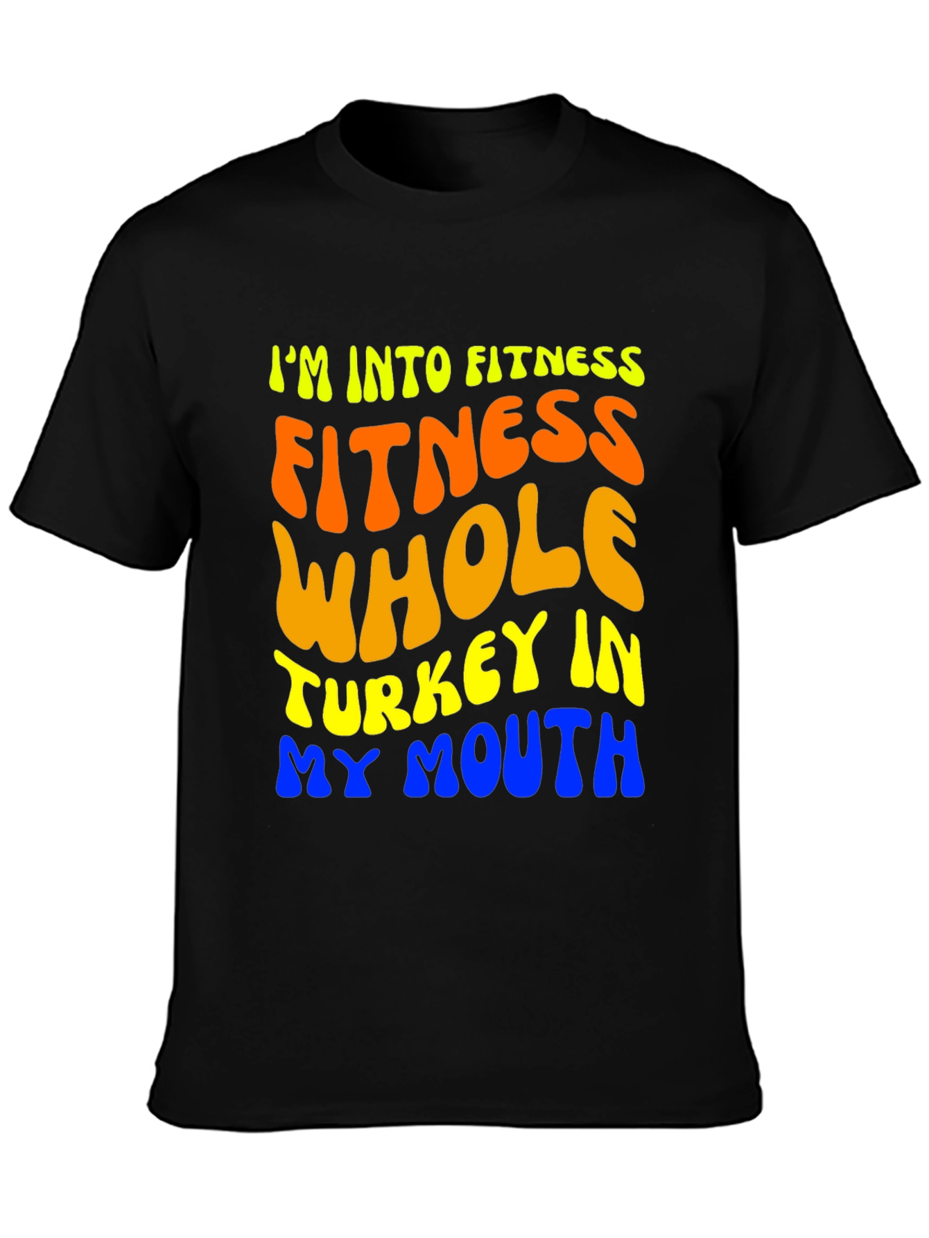 Black Fitness Turkey Mouth T-Shirt - Funny Thanksgiving Tee view 3