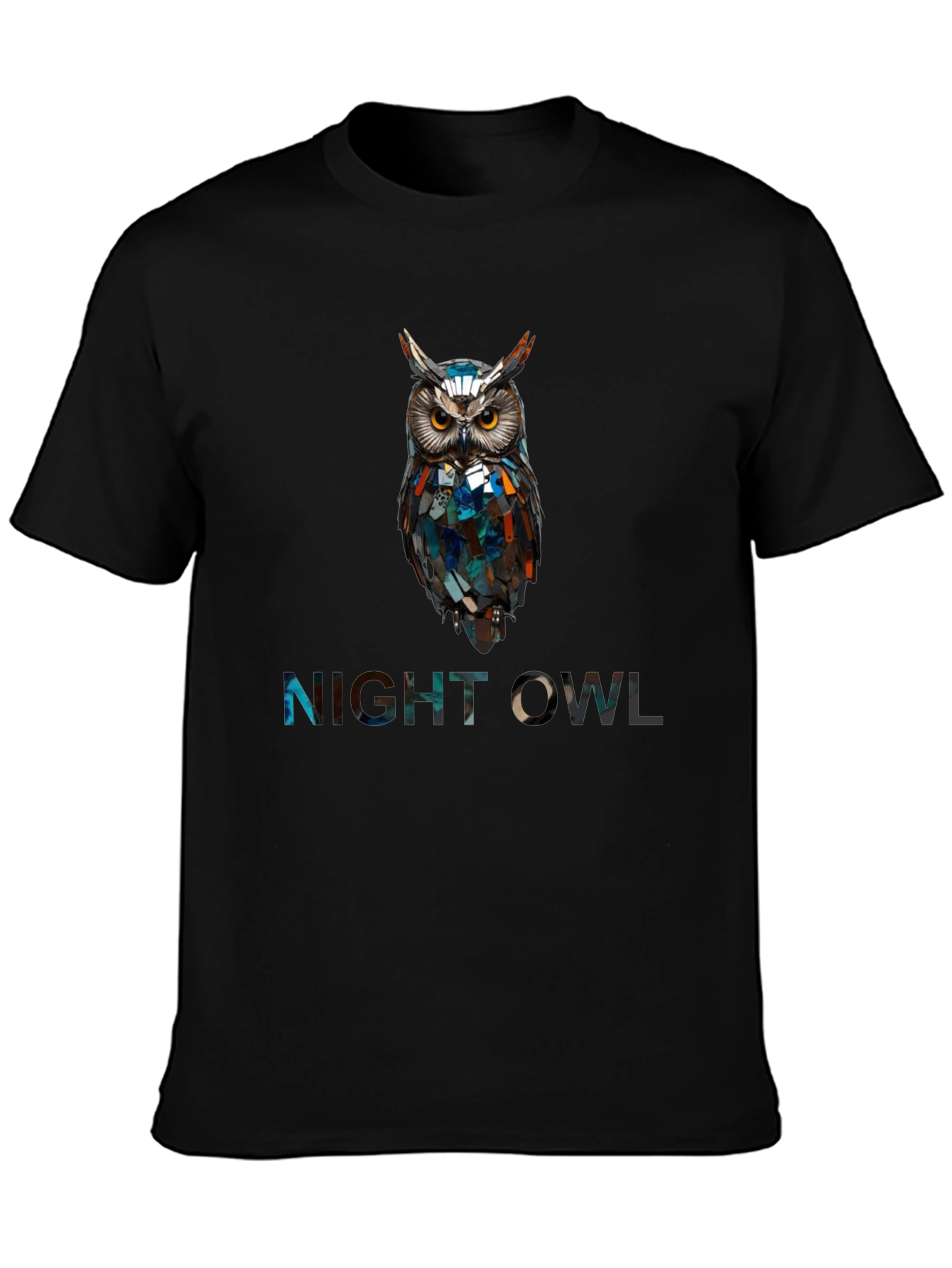 Black Night Owl Graphic Print T-Shirt view 3