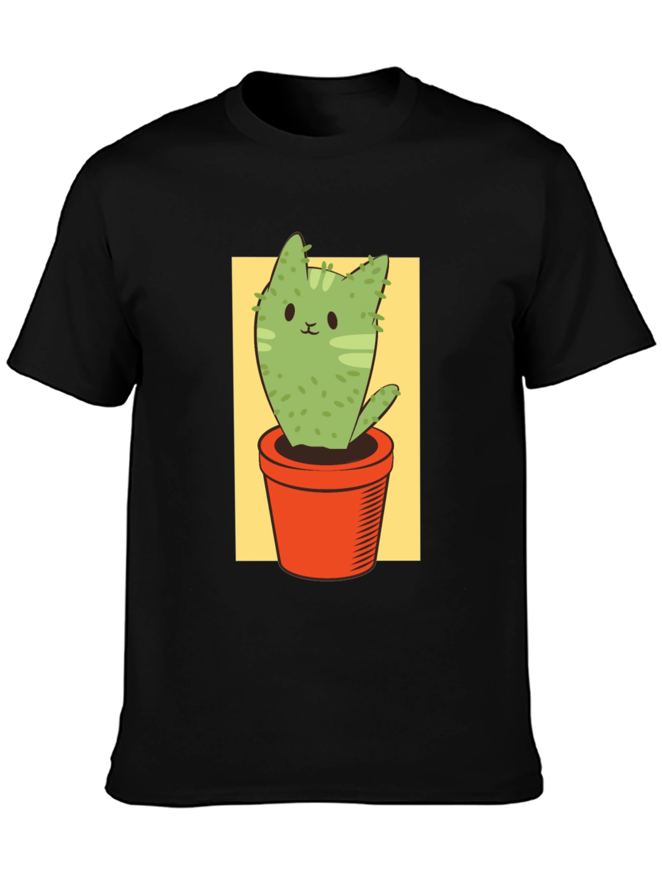 Black Cat Cactus Graphic Tee - Unisex Black T-Shirt view 3