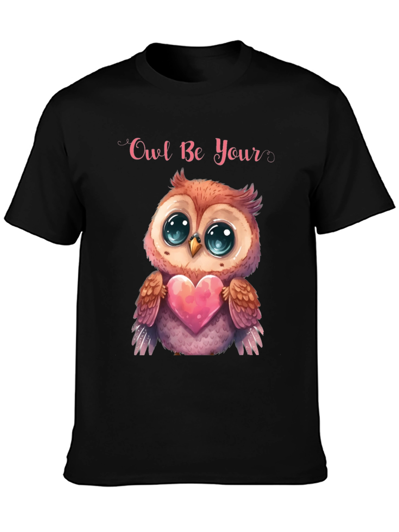 Black Owl Be Your Valentine Black T-Shirt view 3