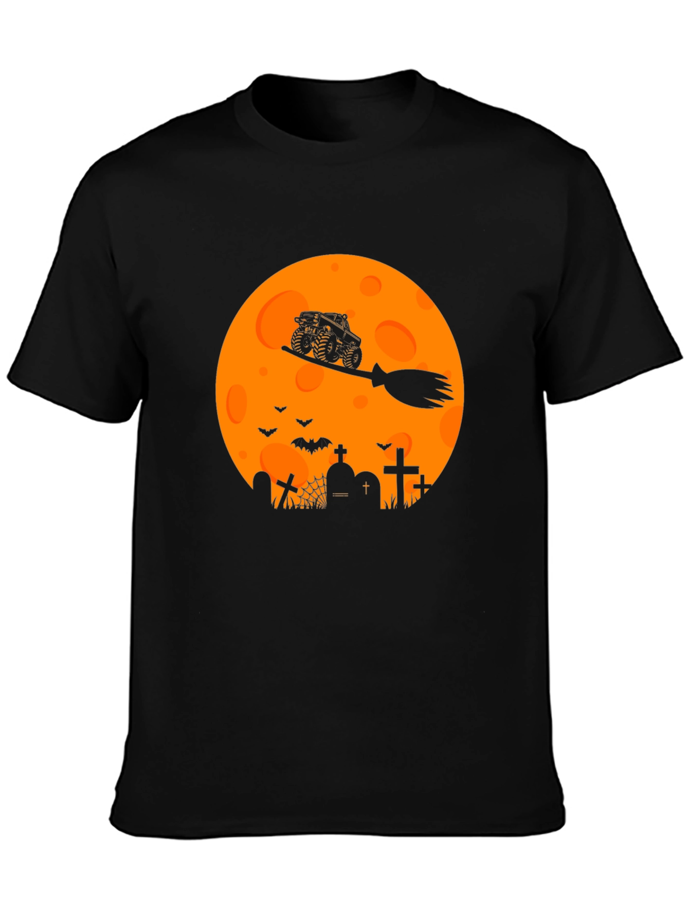 Black Halloween Monster Truck T-Shirt view 3