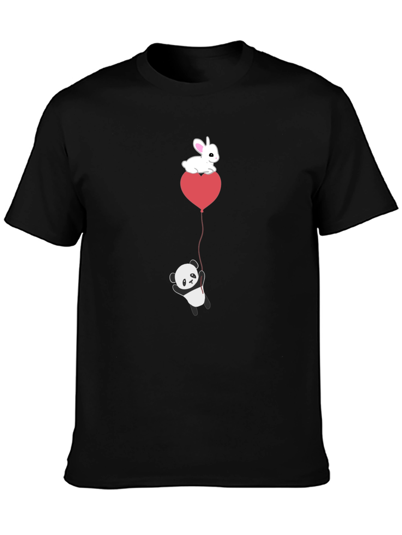 Black Panda & Bunny Heart Balloon T-Shirt view 3