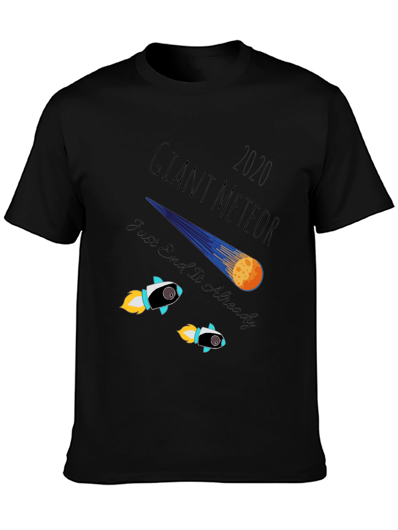 Black Giant Meteor 2020 T-Shirt: Humorous End of Times Tee view 3