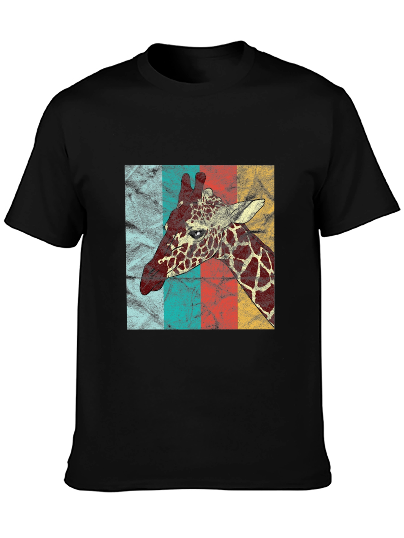 Black Retro Giraffe T-Shirt - Vintage Animal Graphic Tee view 3