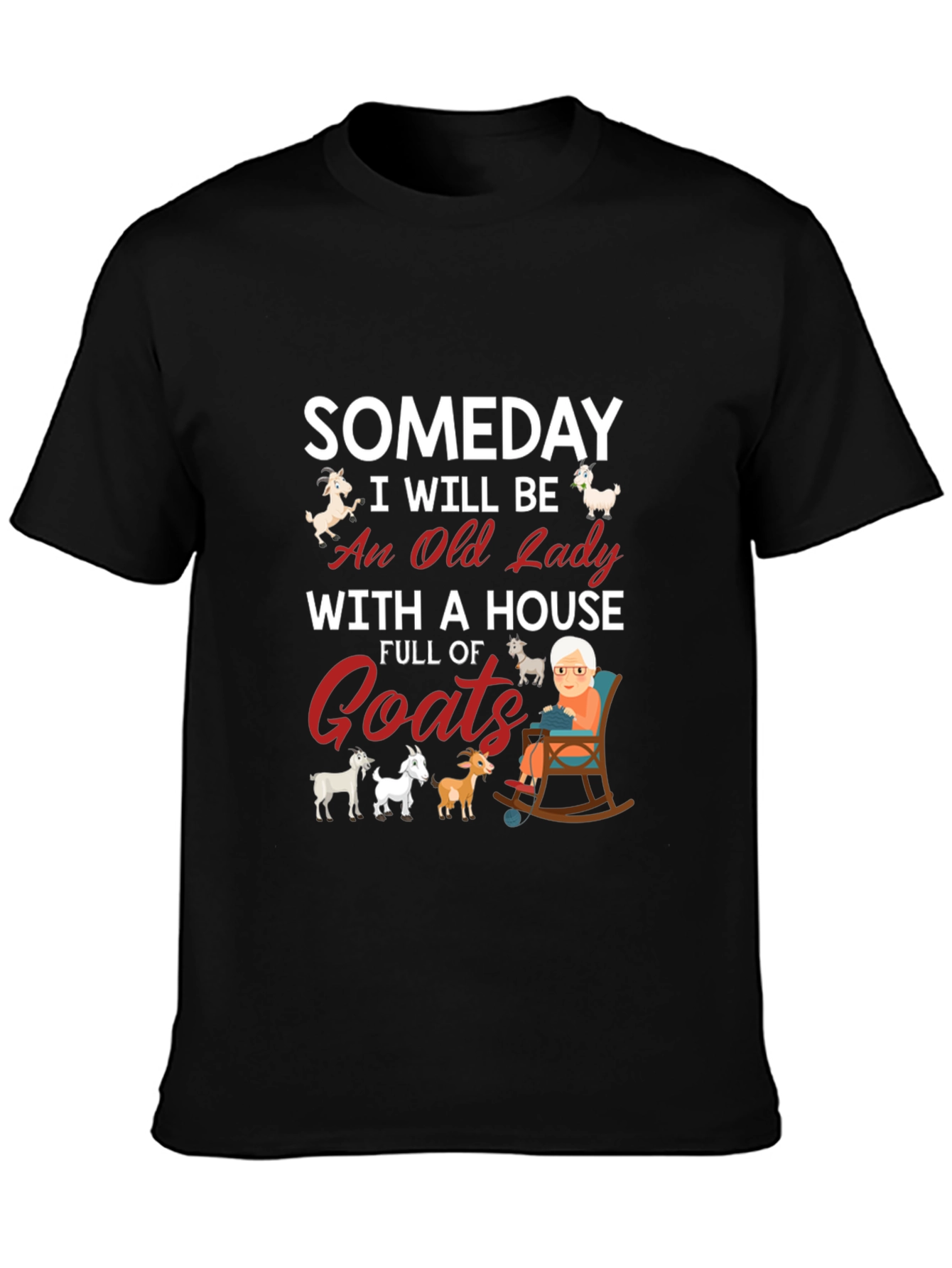 Black Someday Old Lady Goats T-Shirt view 3