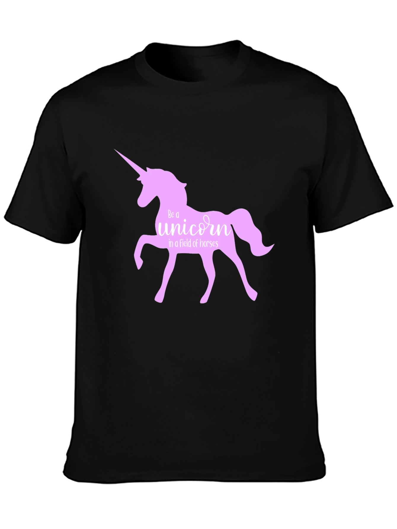 Black Be A Unicorn T-Shirt - Black Crew Neck view 3