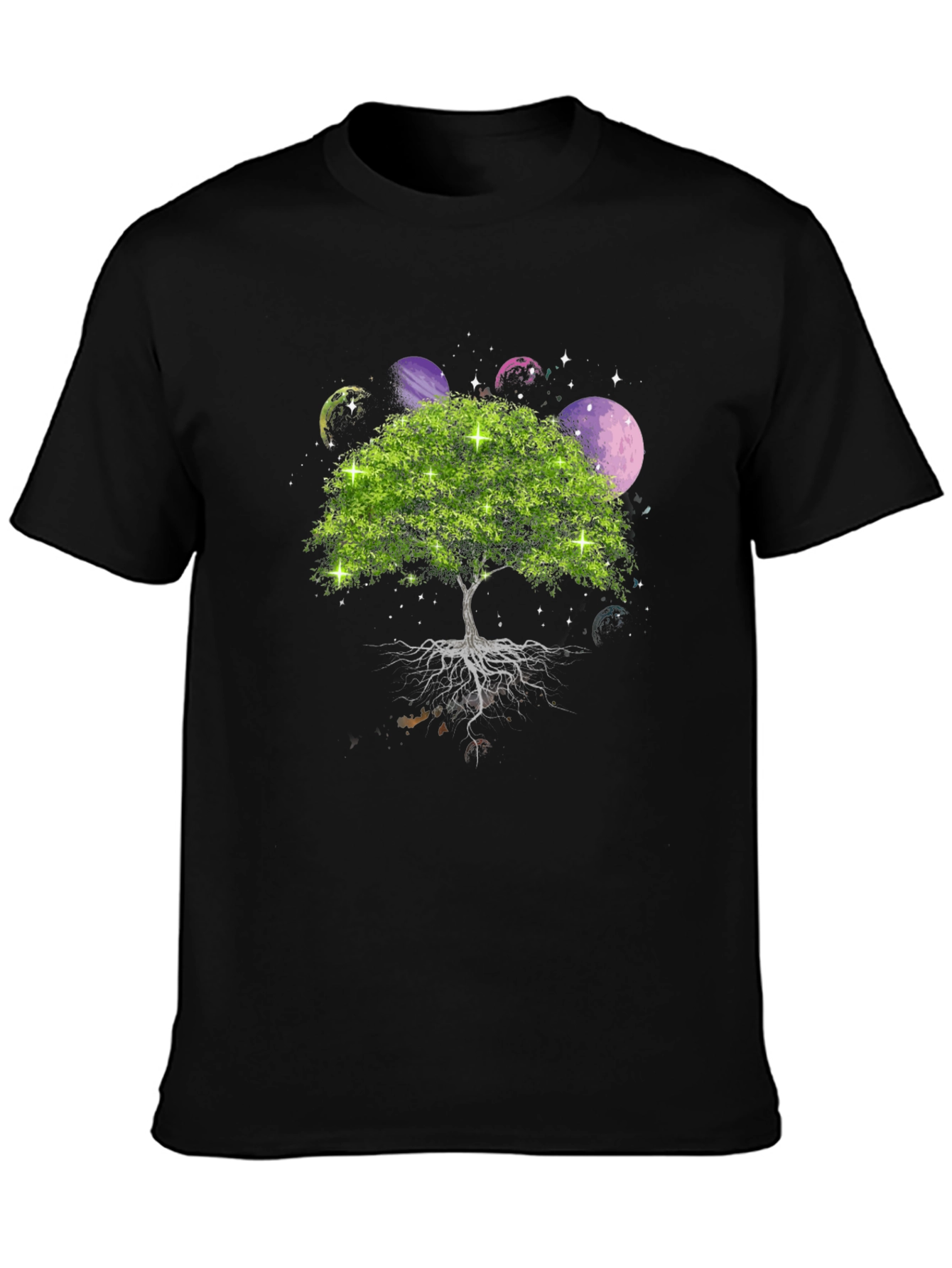 Black Tree of Life Planets Graphic Tee - Men's Black T-Shirt view 3