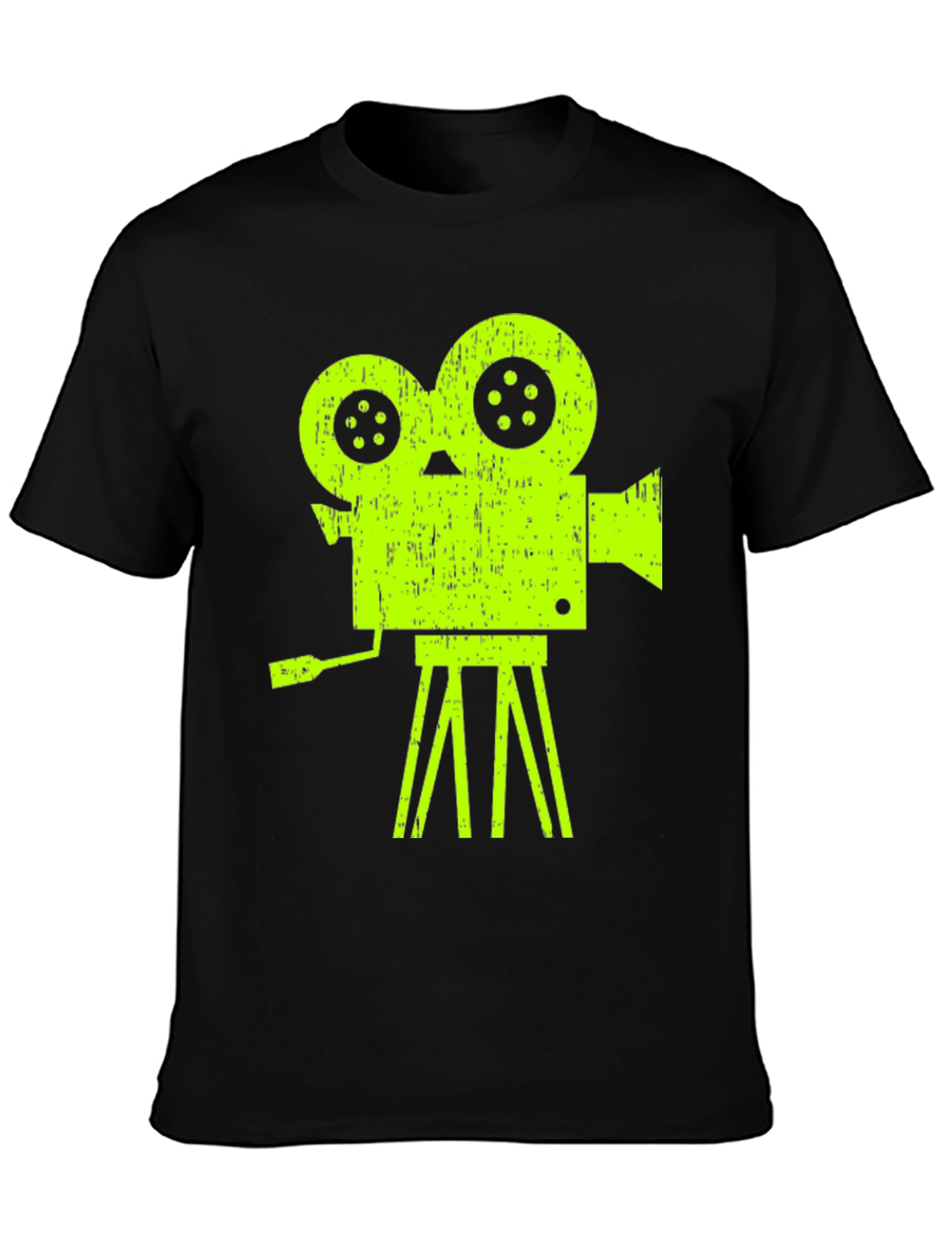 Black Retro Film Projector Graphic Tee - Classic Movie Lover Shirt view 3