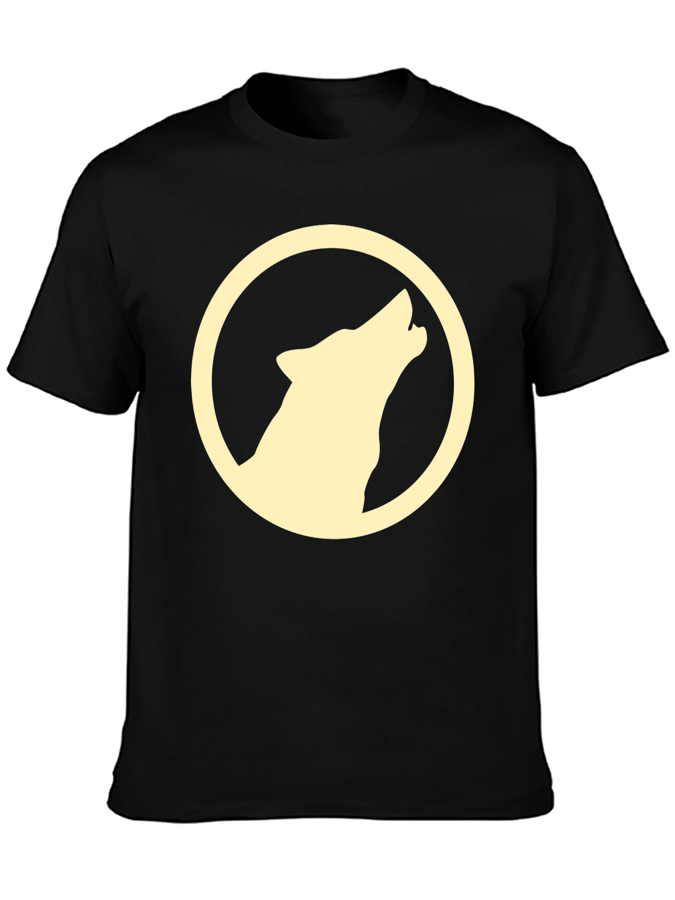 Black Wolf Howl Graphic Tee - Black Crew Neck T-Shirt view 3