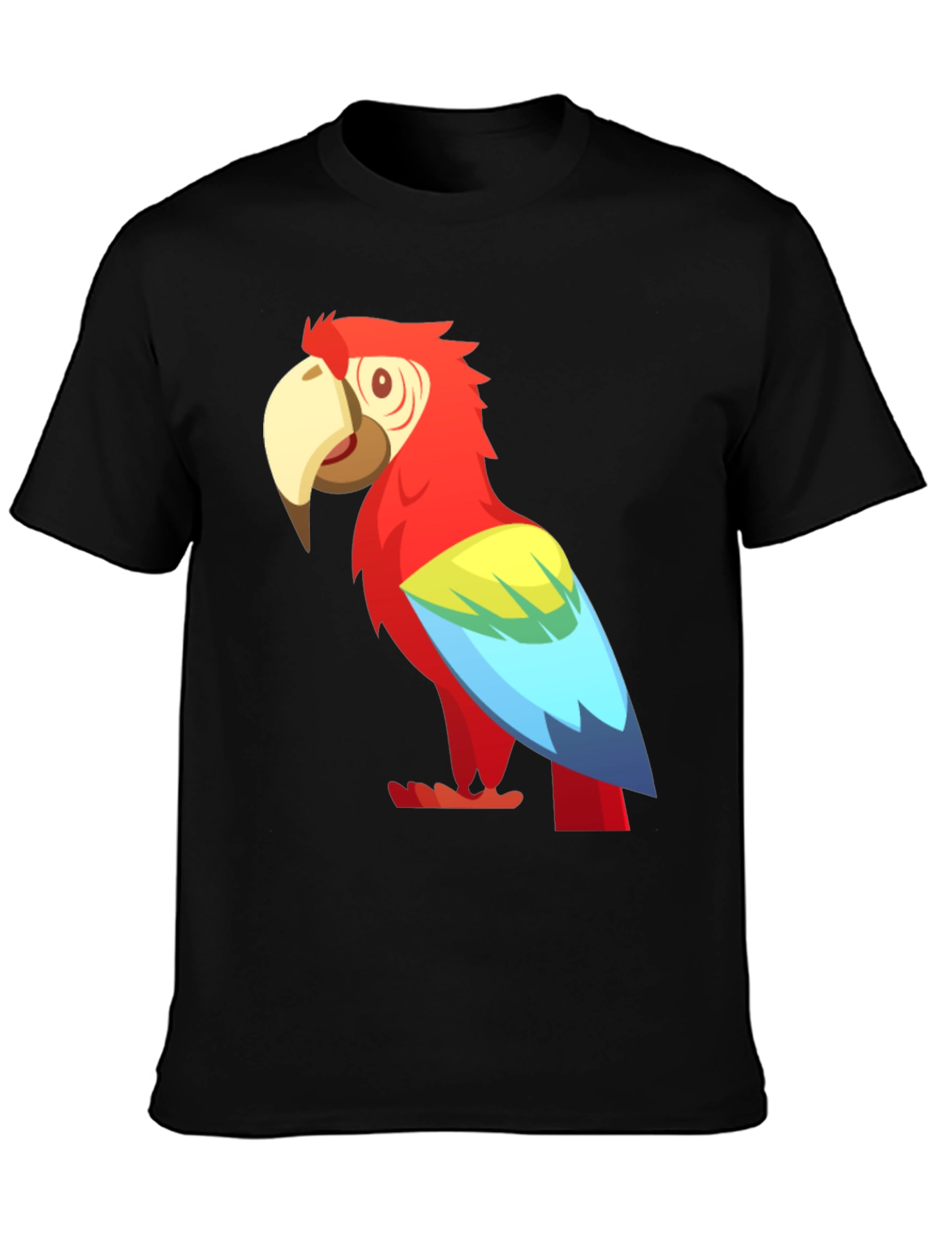 Black Cartoon Parrot Graphic Tee - Black view 3